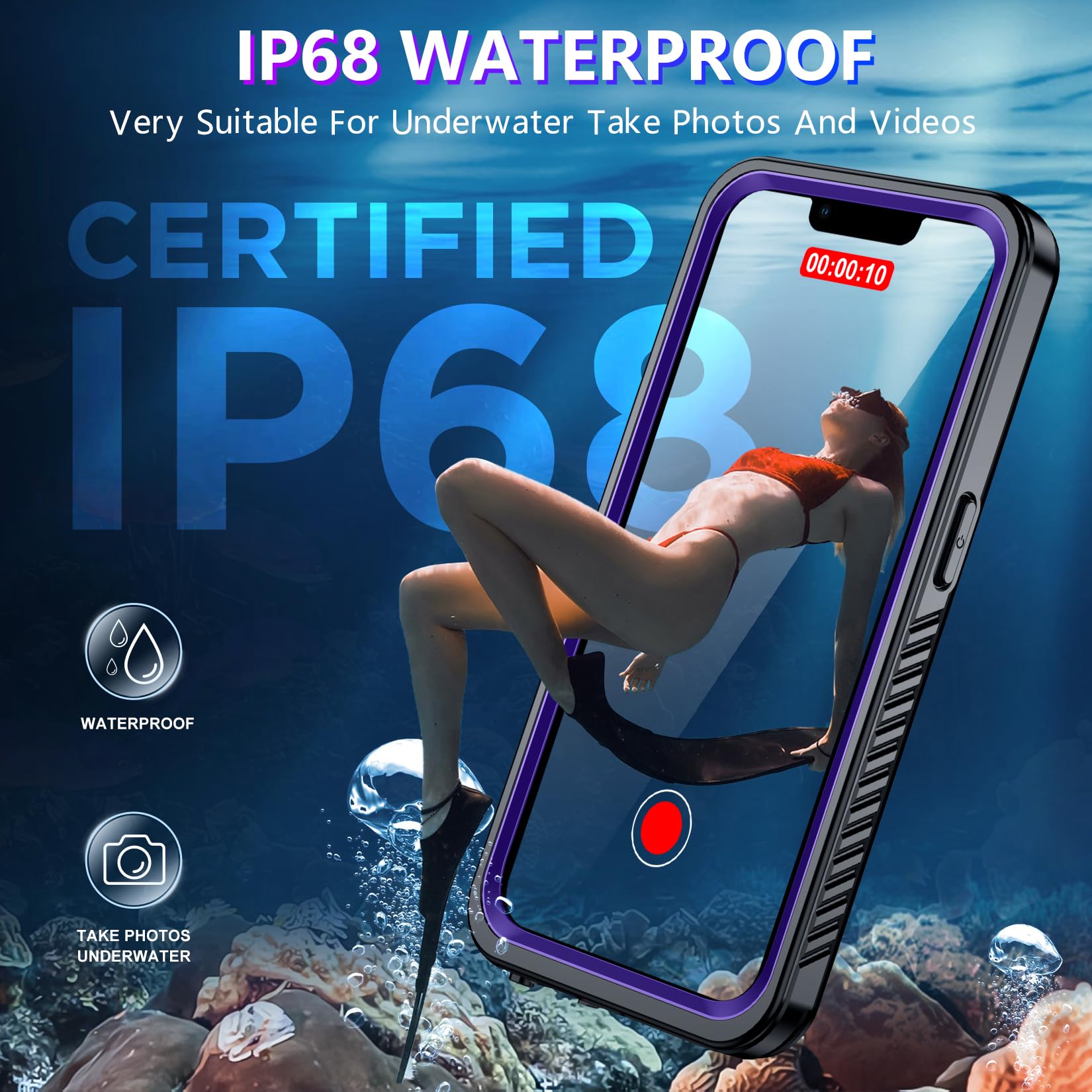 Red2Fire 2024 New For Iphone 13 Pro Max Case Waterproof, [Full Body Shockproof] [Ip68 Underwater][Dustproof][Dropproof] Phone Ca