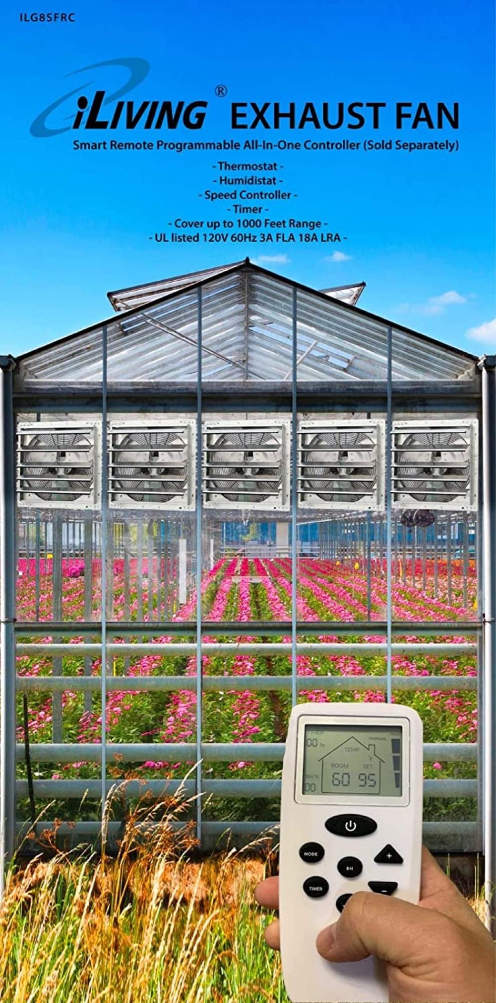 Iliving   18'' Wall Mounted Exhaust Fan   Automatic Shutter   Variable Speed   Vent Fan For Home Attic, Shed, Or Garage Ventilat