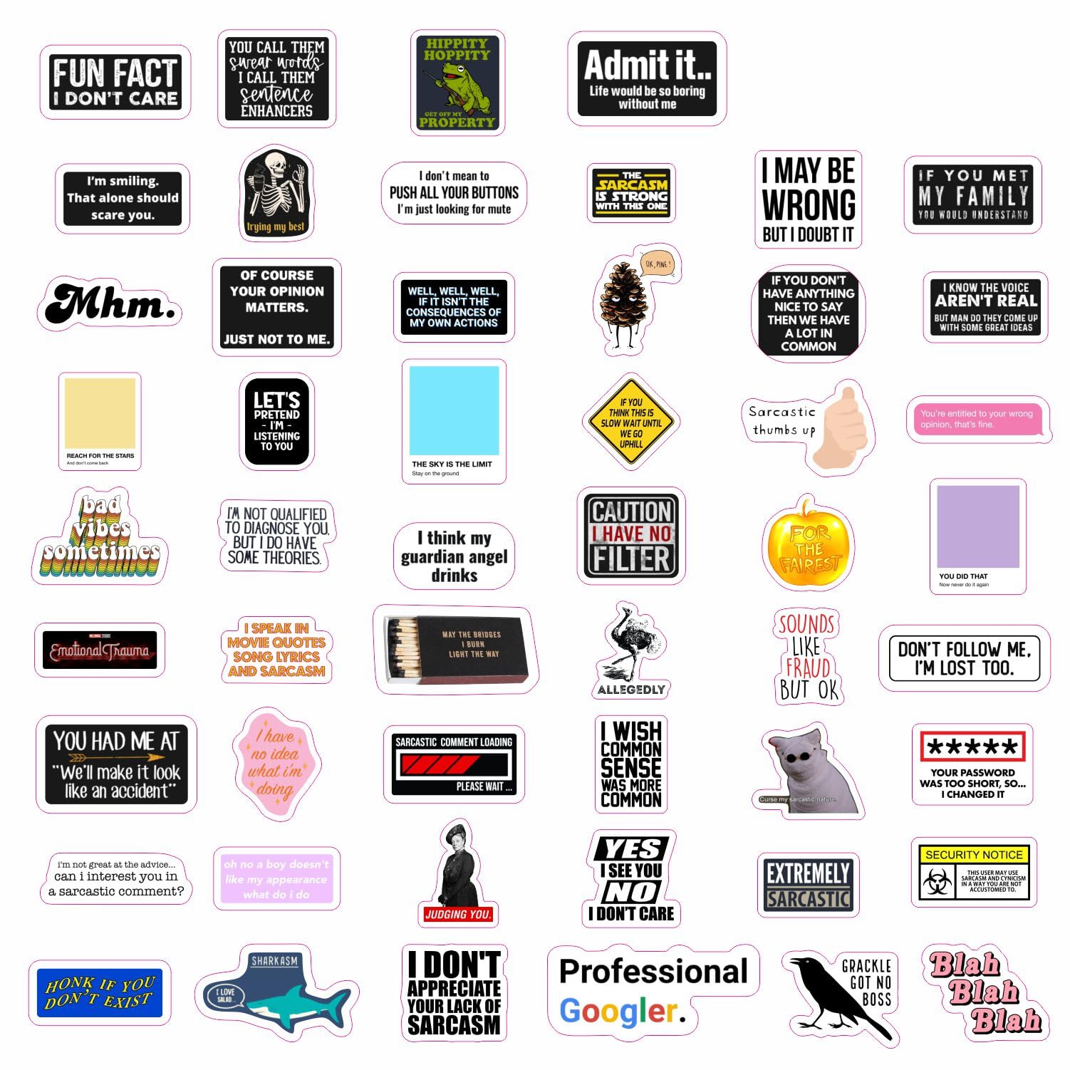 100Pcs Sarcastic Stickers For Adults, Snarky Stickers For Water Bottles & Laptop, Sarcasm Stickers For Men & Women, Funny Sticke