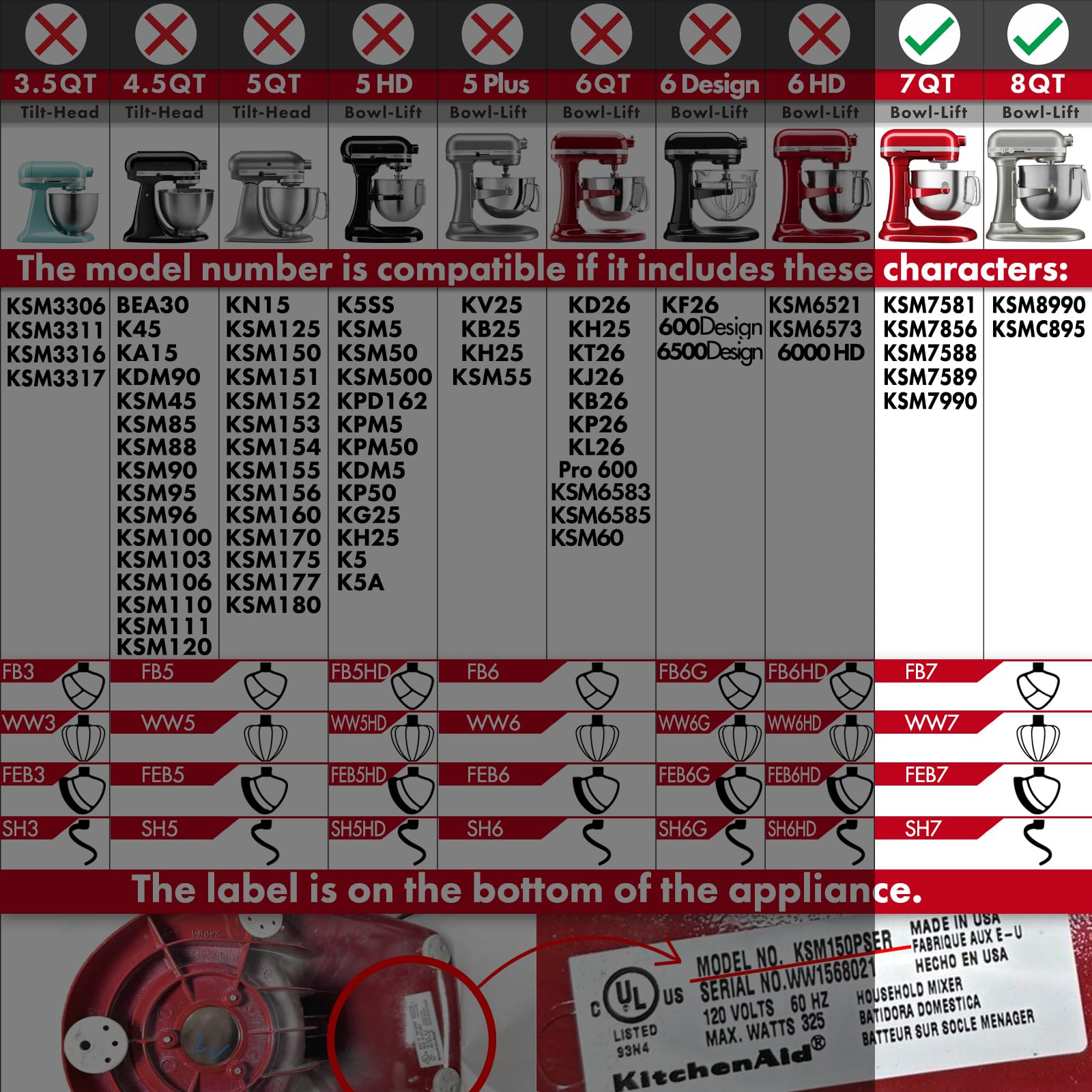 Heavy Duty Whisk Attachment For Kitchenaid 7 8Qt Bowl Lift Stand Mixers  Extra Thick Stainless Steel Wire Whip For Fast Whipping