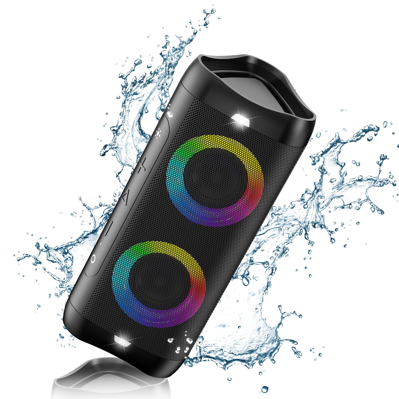 Donow Bluetooth Speaker With Lights, 30W Stereo Sound, Bass Boost, Ipx5 Waterproof, 20H Playtime, Portable Wireless Speaker With