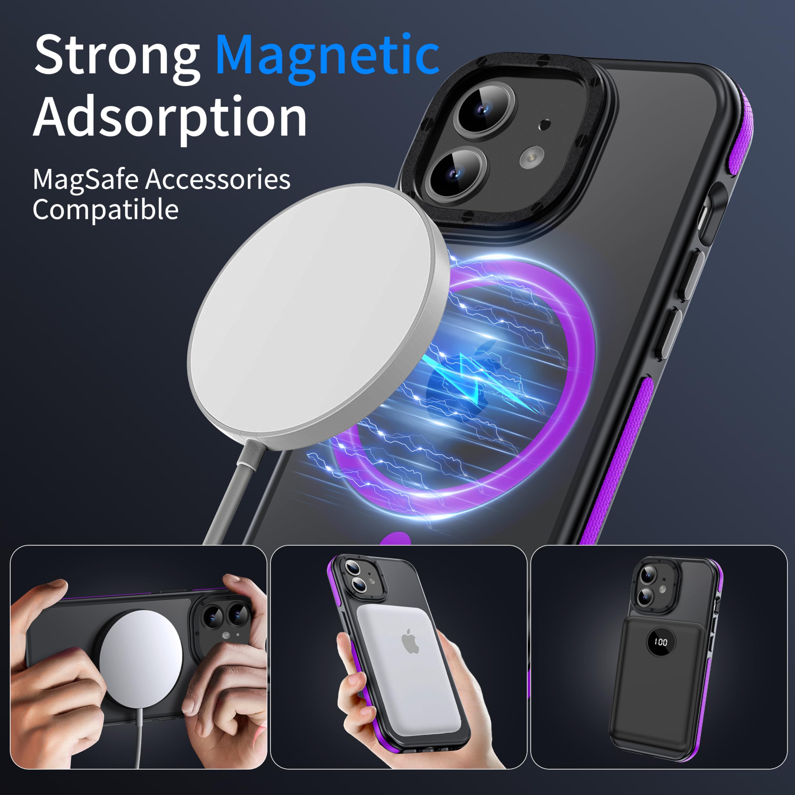 Yzoiko Strong Magnetic Case For Iphone 12 [10Ft Military Grade Protection] Compatible With Magsafe Shockproof Slim Thin Cover 6.