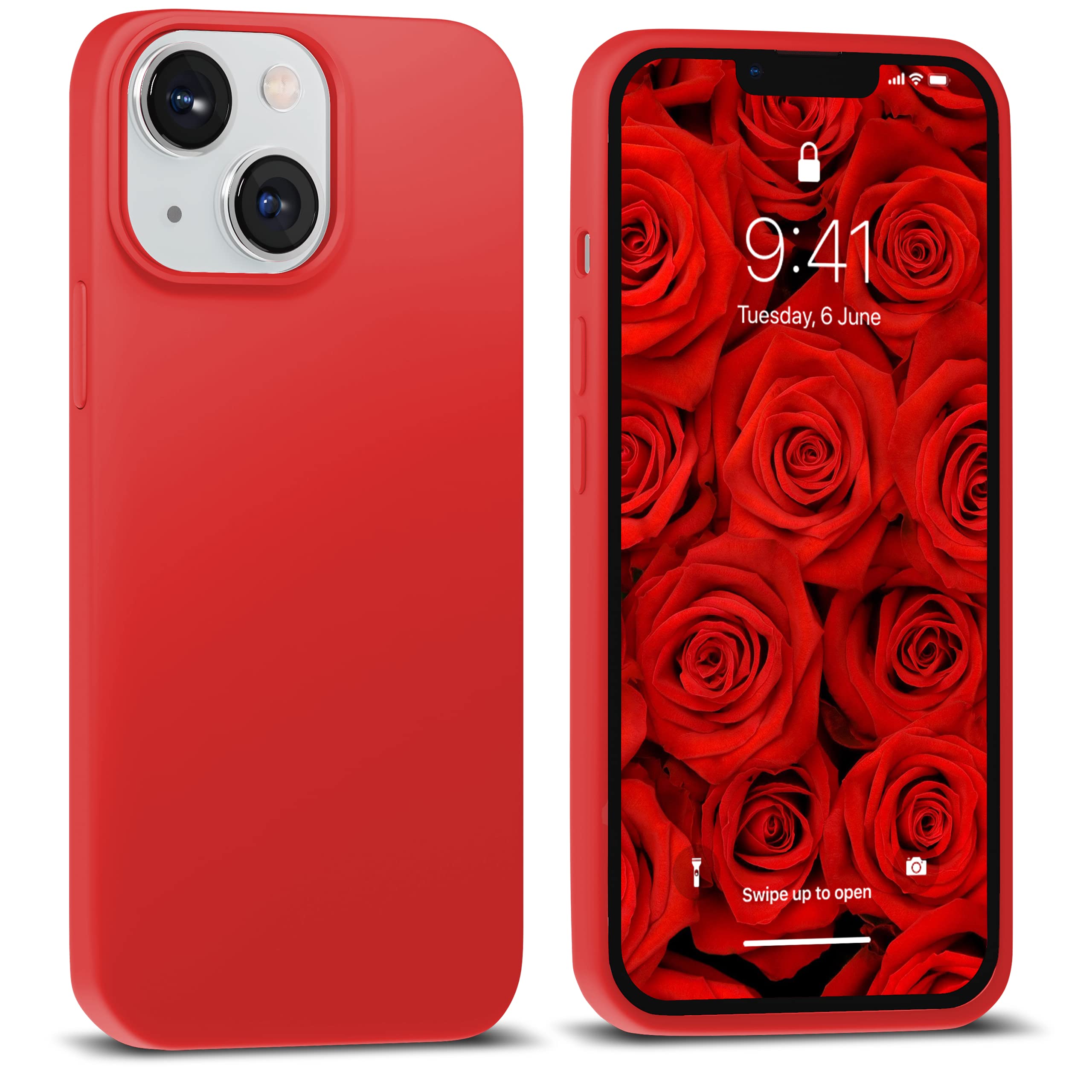 Icesword Iphone 13 Mini Case Red, Silicone Phone Cases Cover Ultra, Slim Gel Soft Shockproof Protective [Soft Anti Scratch Micro