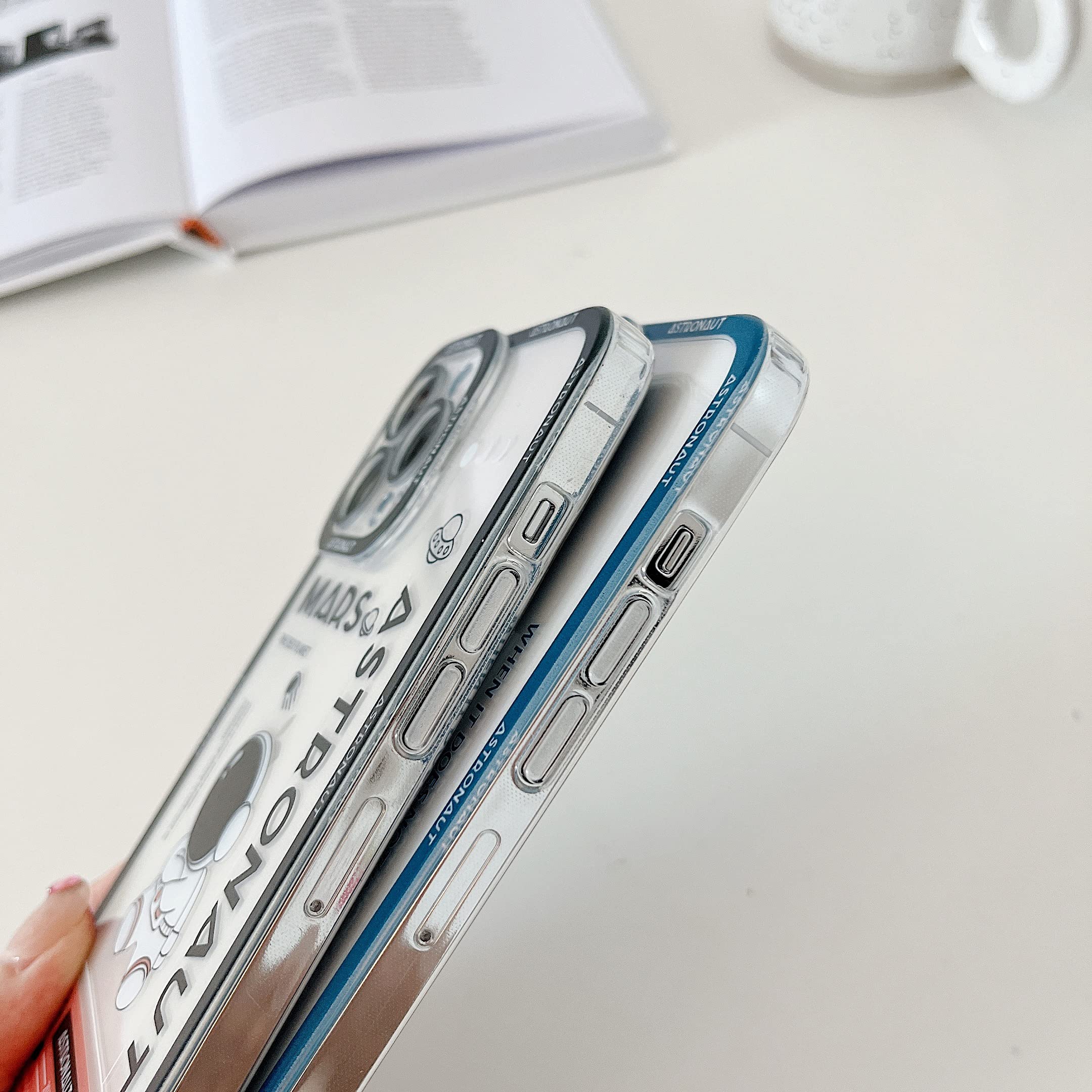 Yonds Queen For Iphone 13 Pro Max Clear Cute Case, Cool Cartoon Astronaut Space Rocket Moon Design Stylish Tpu Bumper Shockproof