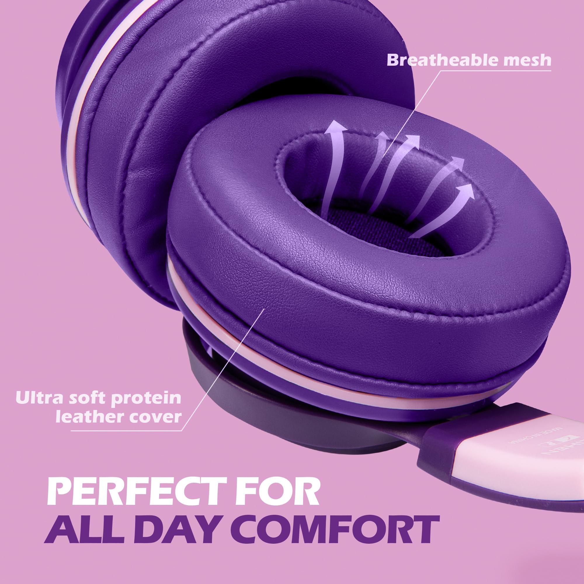 Ailihen C8 Girls Headphones, On Ear Headphones Wired With Microphone And Volume Control Foldable Corded Stereo 3.5Mm Headset For