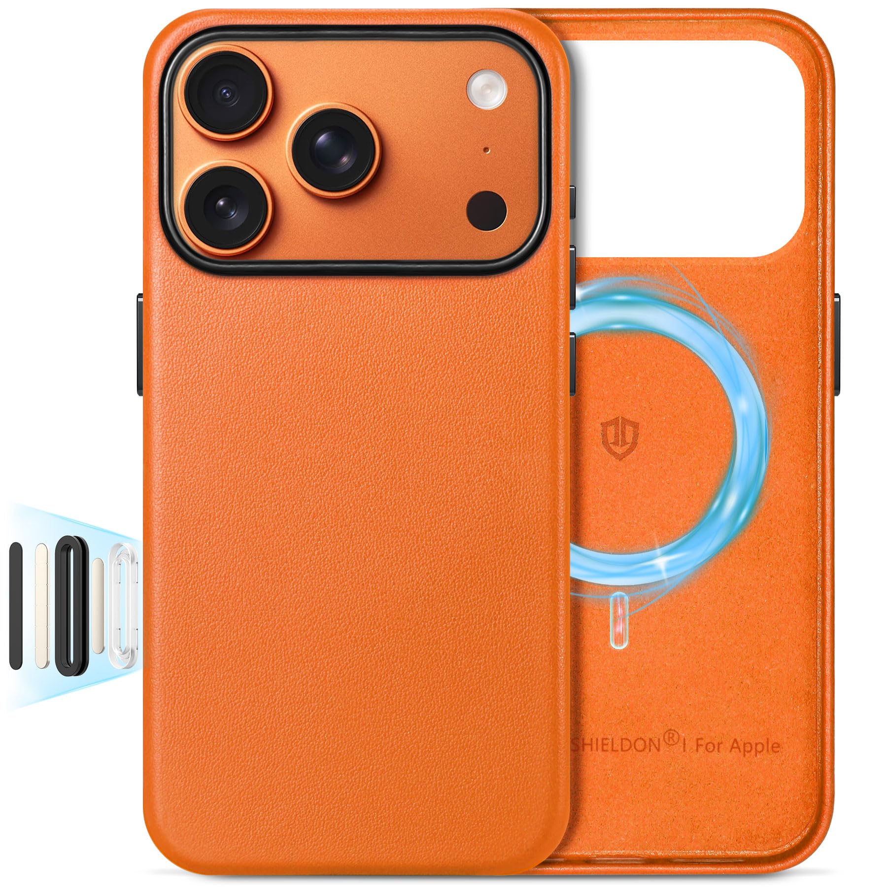 SHIELDON Genuine Leather Case for iPhone 17 Pro 6.3 Inch 2025 | Compatible with Magsafe, Updated Camera Button, Magnetic Wireles