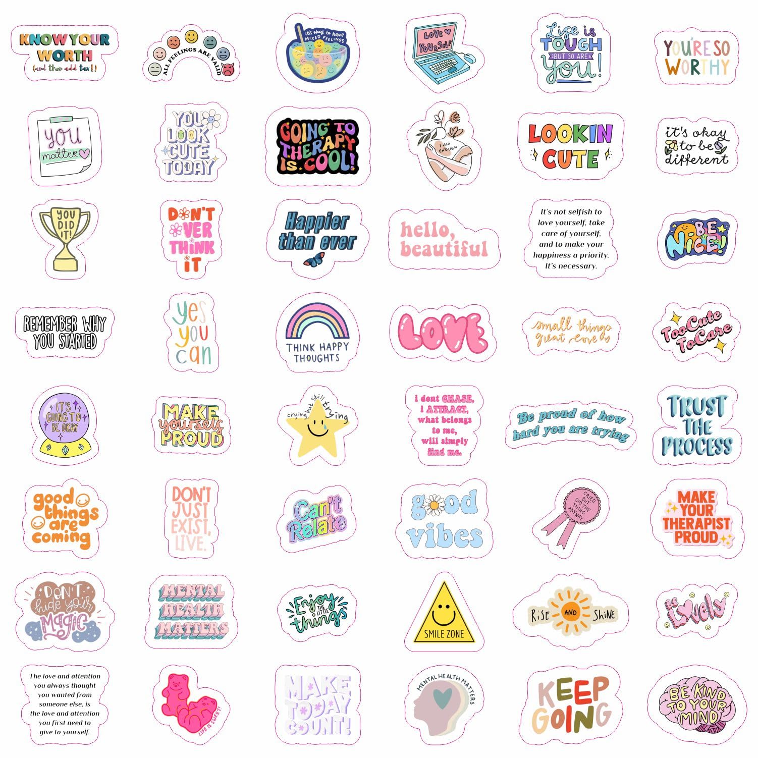100Pcs Self Care Stickers For Water Bottle And Laptop   Self Care Party Favors & Decorations, Waterproof Vinyl Decals, Wellness