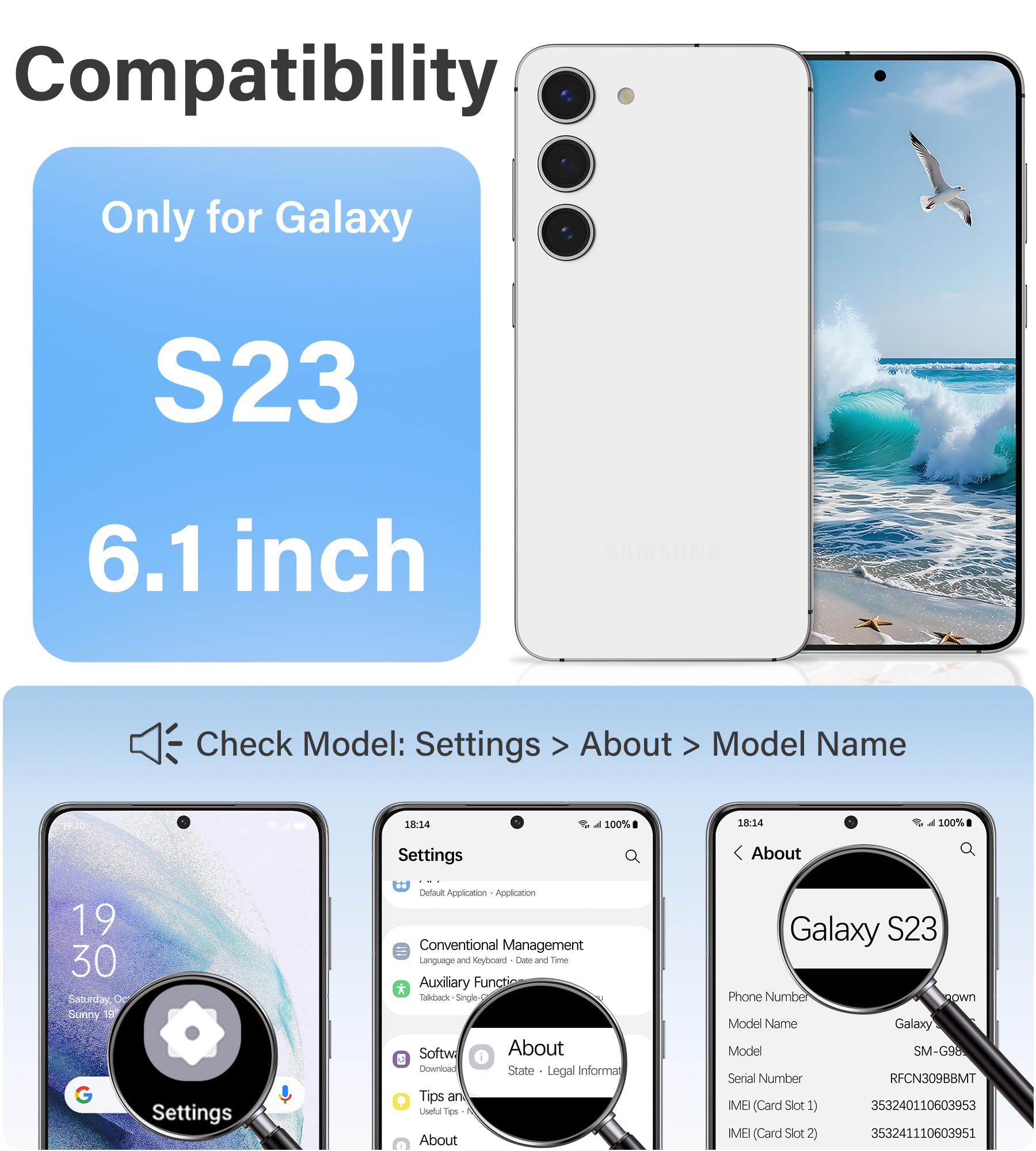 Vakoo Case For Samsung Galaxy S23 5G |  Clear Anti-Yellowing, Hard Back, Military-Grade Drop Protection, Supports Wireless Charg