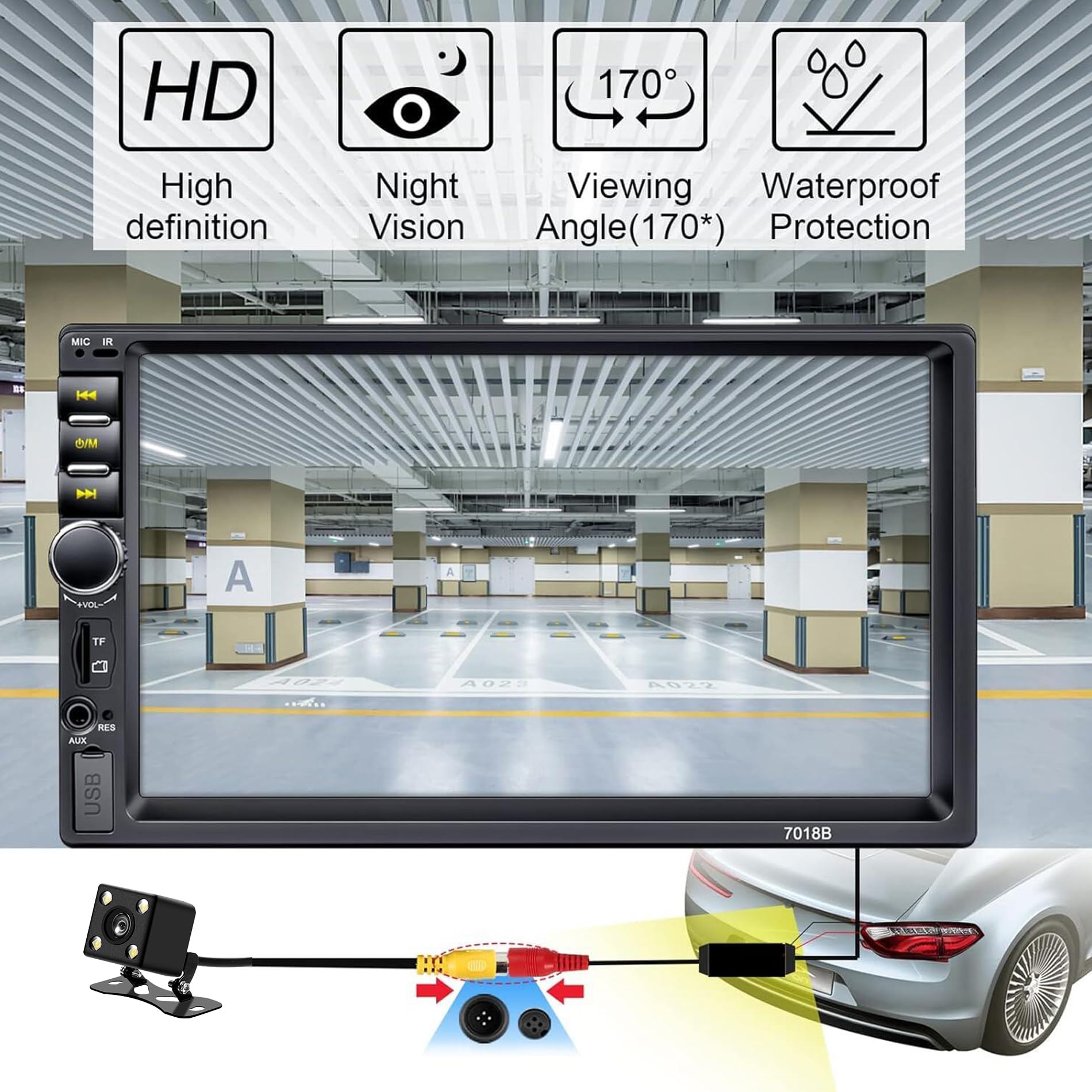 Double Din Car Stereo,7 Inch Car Radio With Hd Touch Screen Bluetooth Car Stereo,Bluetooth Hands Free Calling,Mirror Link,Aux/Eq