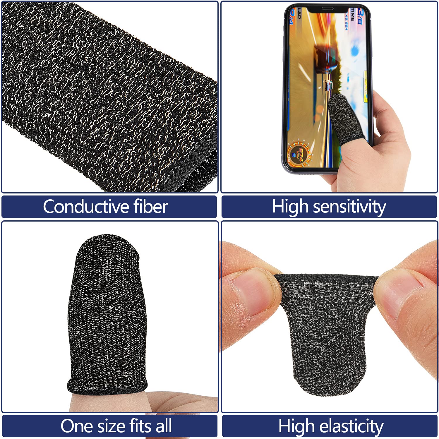 30 Piece Finger Sleeve For Gaming Mobile Game Controller Finger Thumb Sleeve Anti Sweat Breathable Seamless Touchscreen Finger C