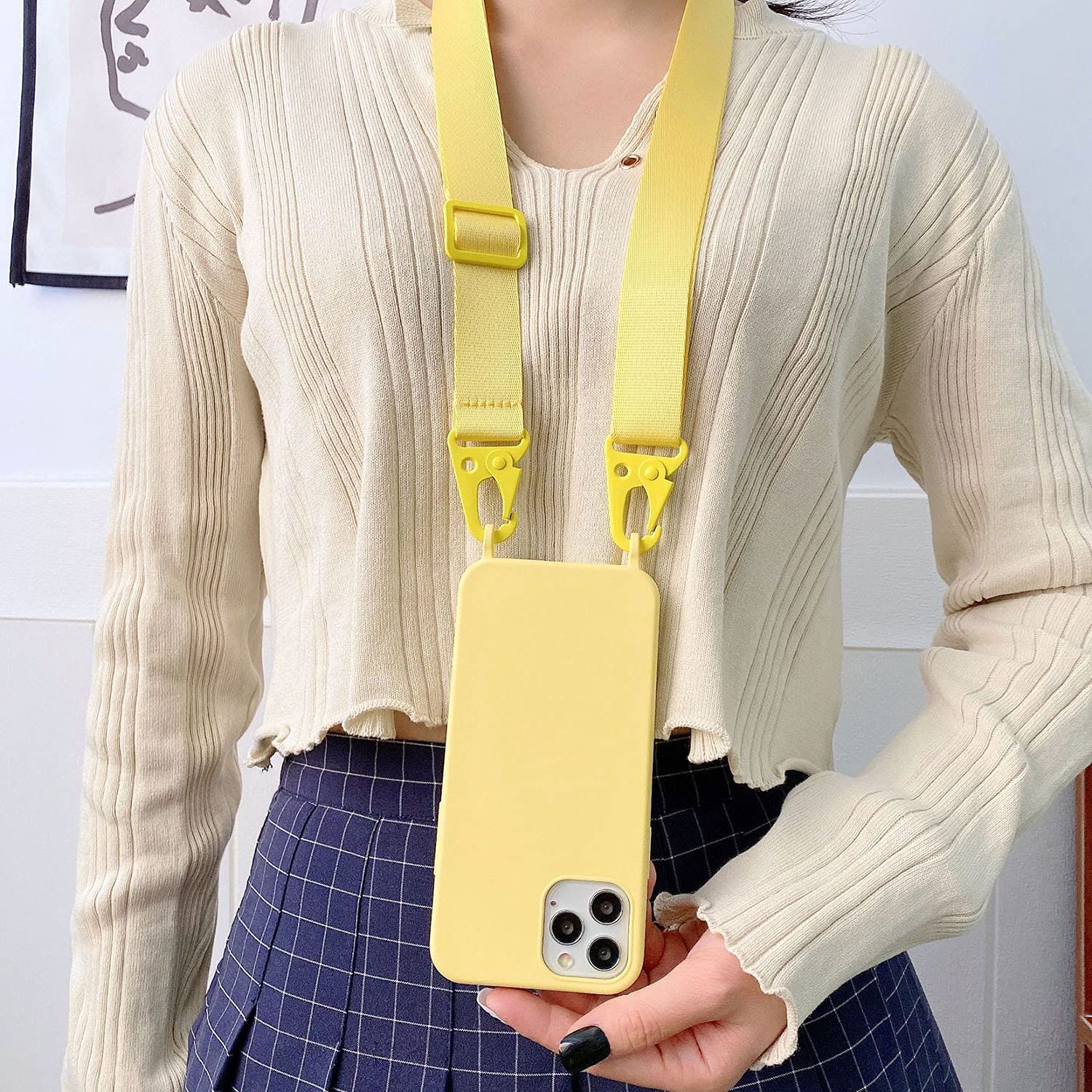 Cquukoi For Iphone 15 Pro,Crossbody Phone Case With Shoulder Strap Soft Silicone Case With Adjustable Lanyard Cute Cool Wireless