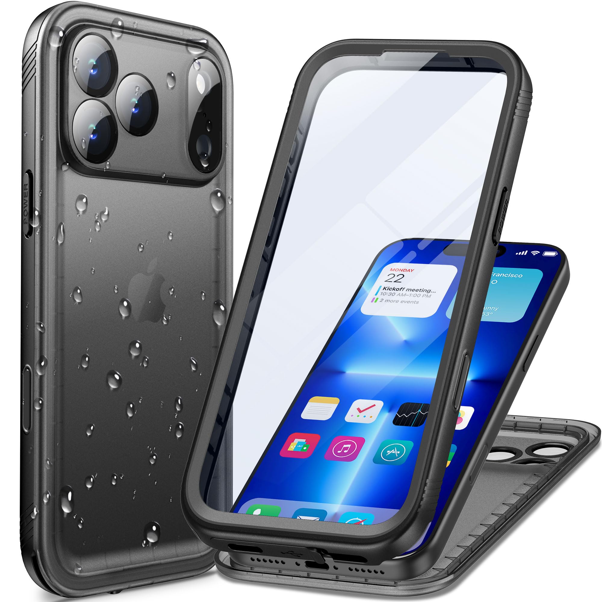 Cozycase TOP Waterproof Case for iPhone 17 Pro Max - Military Heavy Duty 360 Shockproof Full Body with Screen Camera Protector D