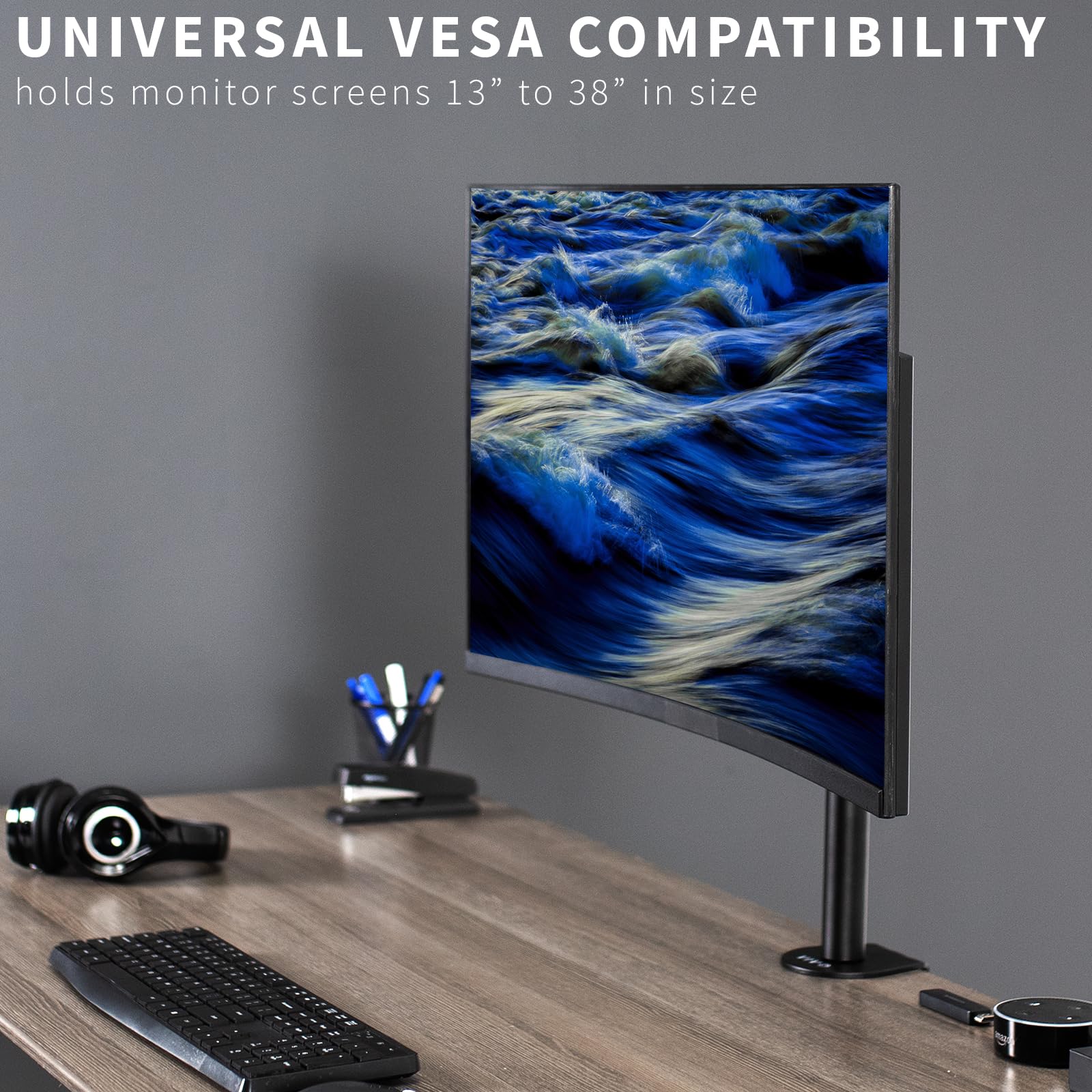 VIVO Single 13 to 38 inch LCD Monitor Heavy Duty Desk Mount Stand, Holds 1 Standard to Ultrawide Screen up to 38 inches, STAND V001C