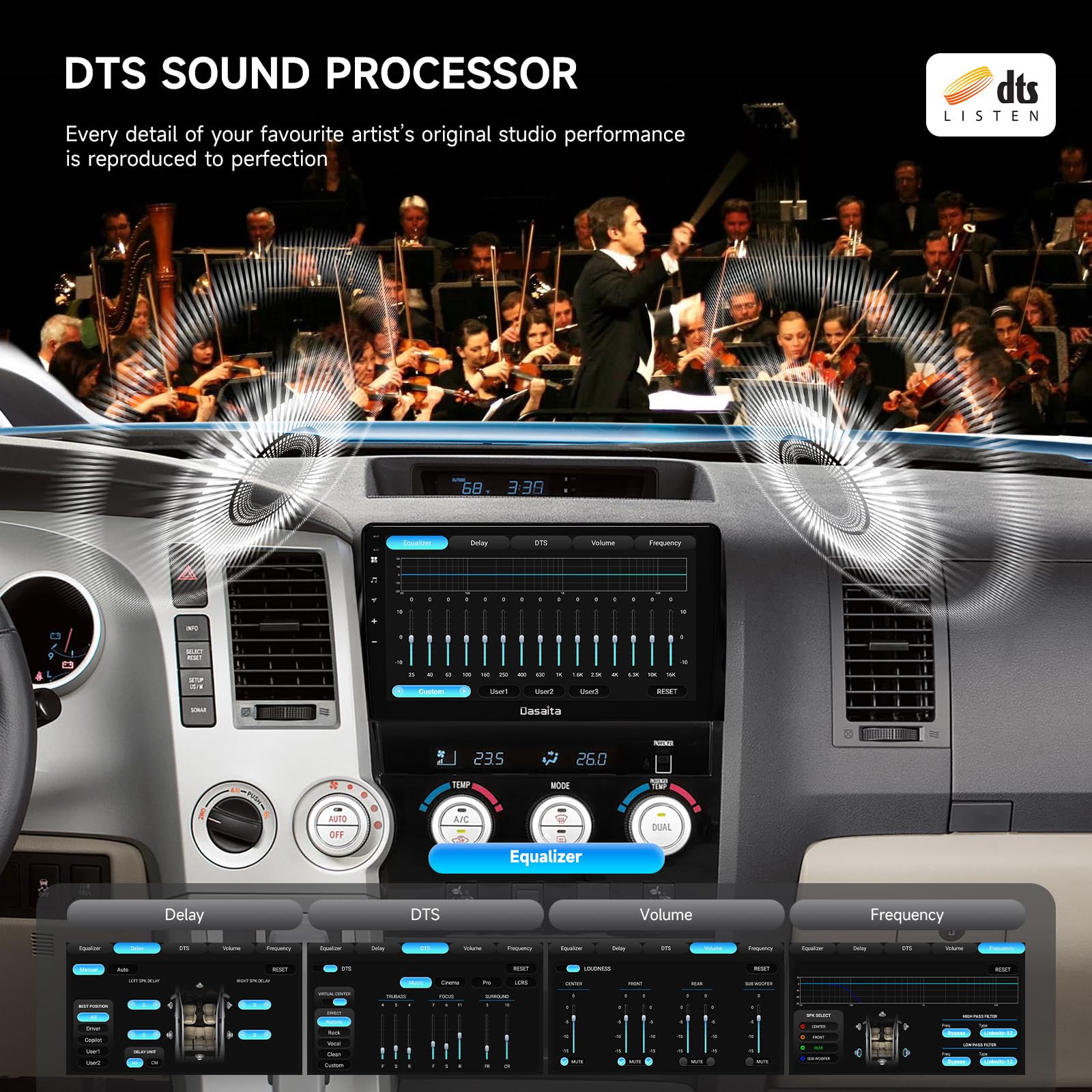 Dasaita Android 13 Car Stereo For Toyota Tundra 2007 2013 With Wireless Carplay & Android Auto, 10.2' Touch Screen Head Unit, Gps, Radio, 6G Ram 64G Rom, Bluetooth 5.0, 5G Wifi, 4G Lte