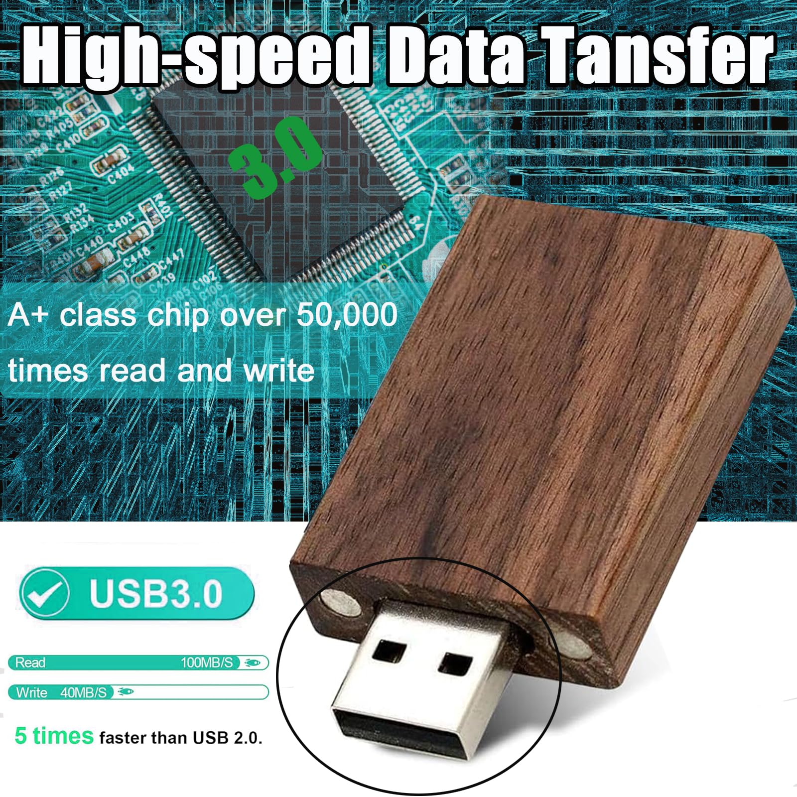 Wood Usb Flash Drive With Wooden Gift Box Tatmohik 128Gb Usb 3.0 Wedding Wood Flash Drive Box Walnut Wooden Thumb Drive For Keep