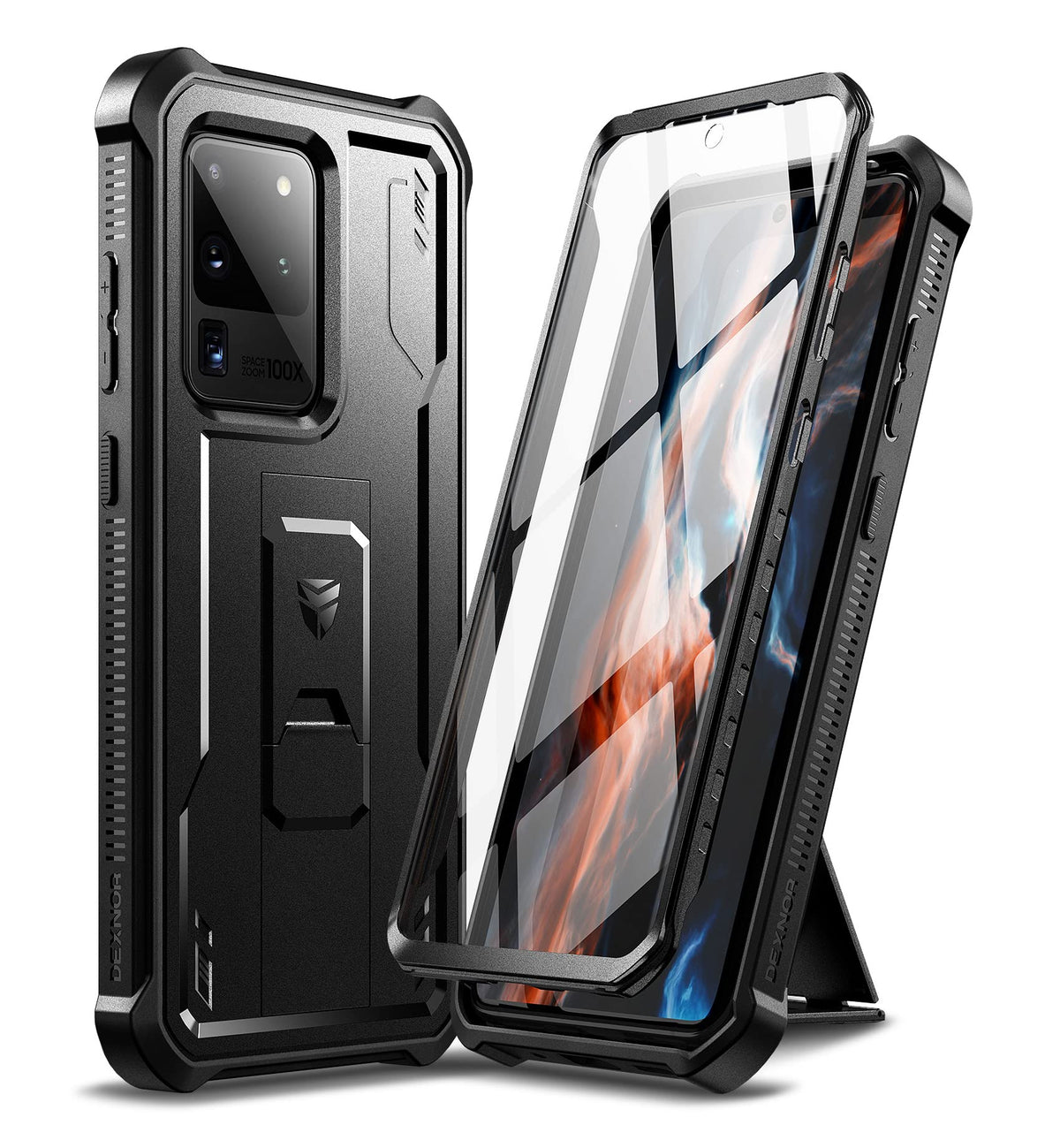 Dexnor Full Body Case For Samsung Galaxy S20 Ultra/6.9 Inches, [Built In Screen Protector And Kickstand] Heavy Duty Military Gra