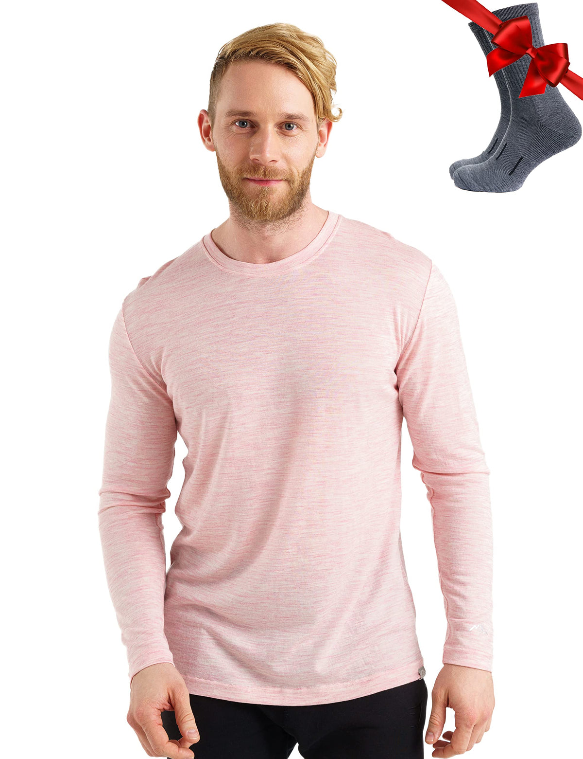 Merinotech Merino Wool Base Layer   Mens 100 Merino Wool Long Sleeve Thermal Shirts Lightweight  Wool Hiking Socks (Medium, 165