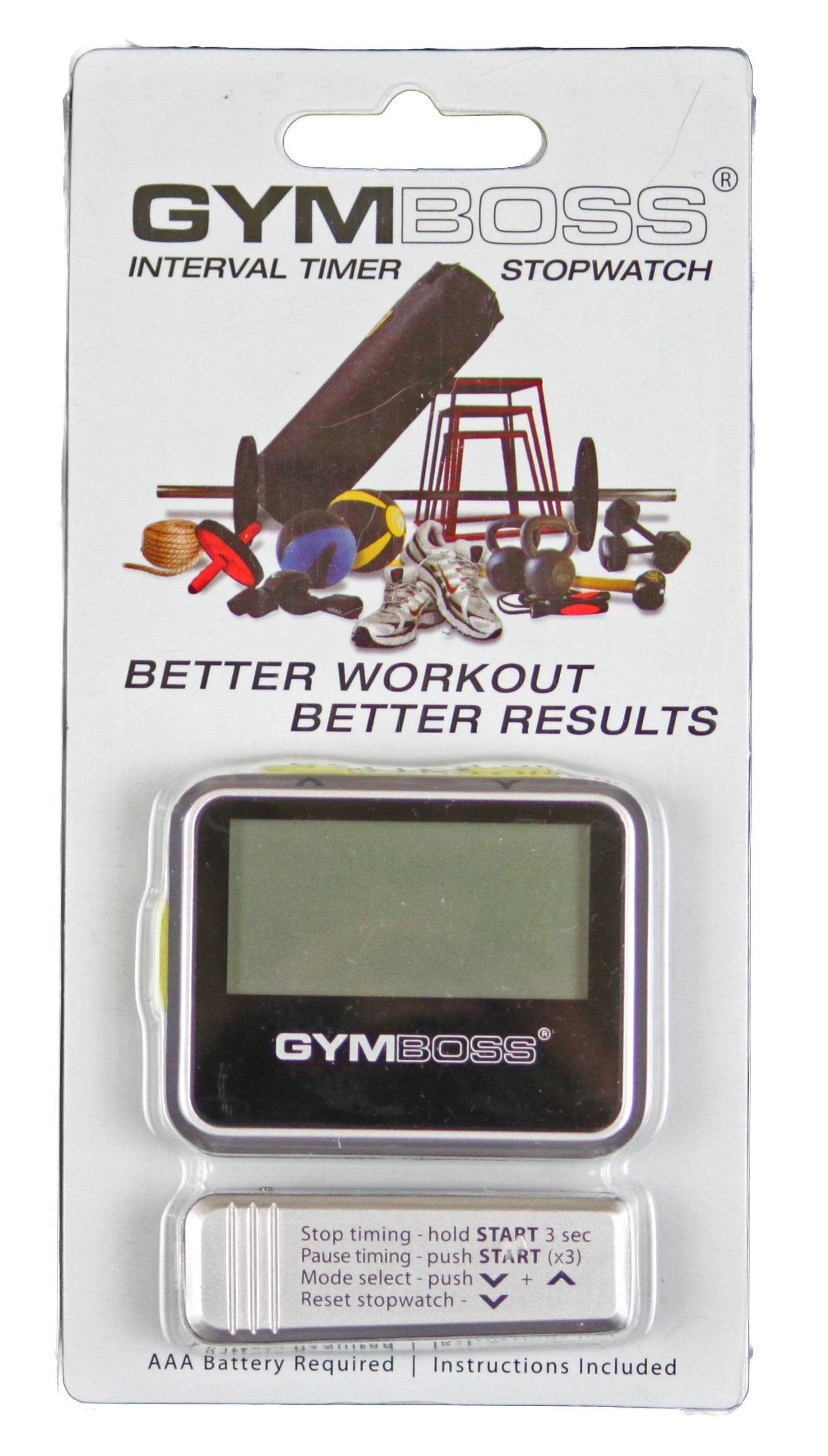 Gymboss Interval Timer And Stopwatch   Silver/Yellow Metallic Gloss
