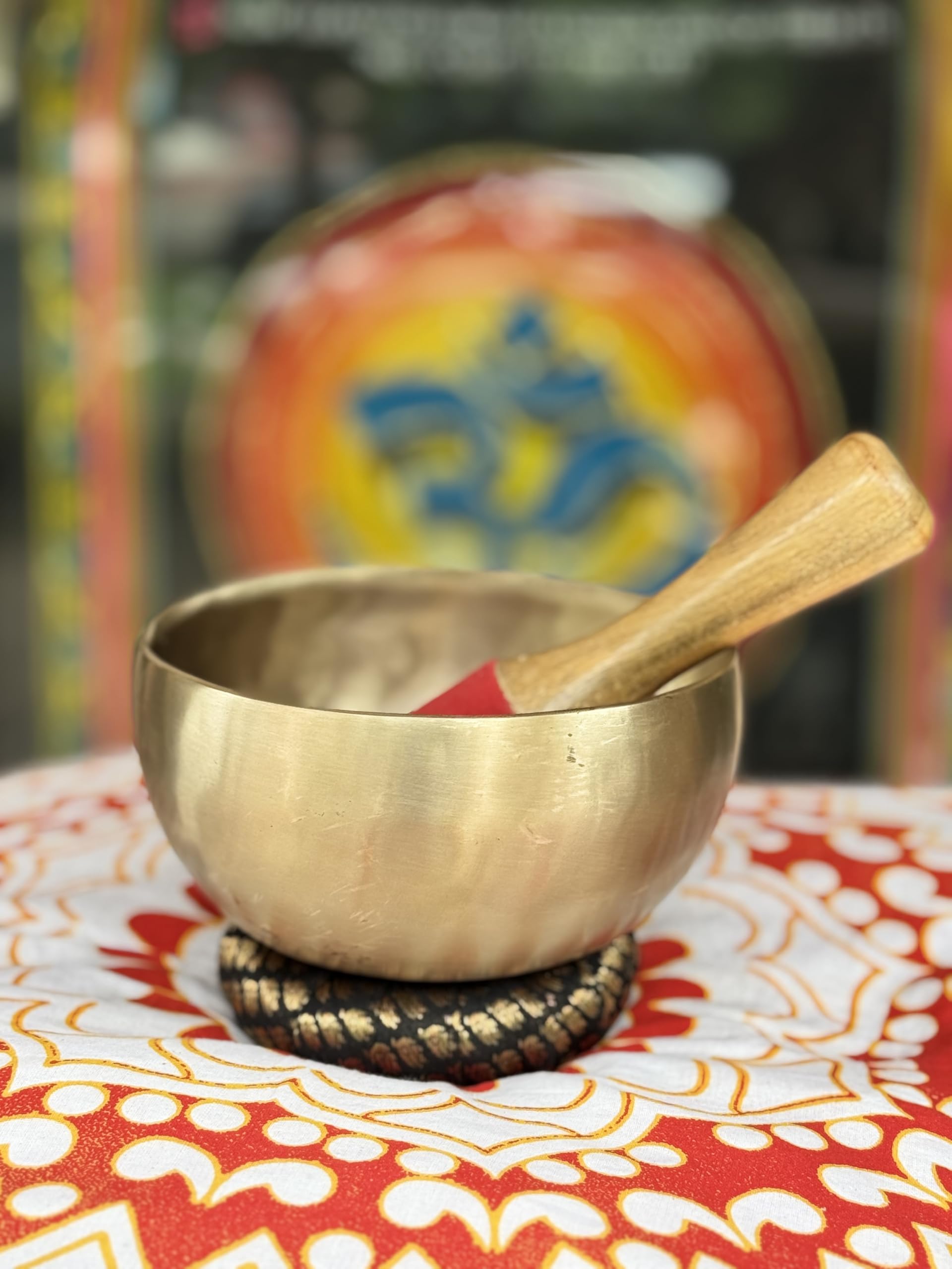 Vyogeeta Tibetan Singing Bowl Set | Handmade Plain Brass Sound Bowl With Wooden Mallet & Cushion | Meditation, Chakra Healing, Y