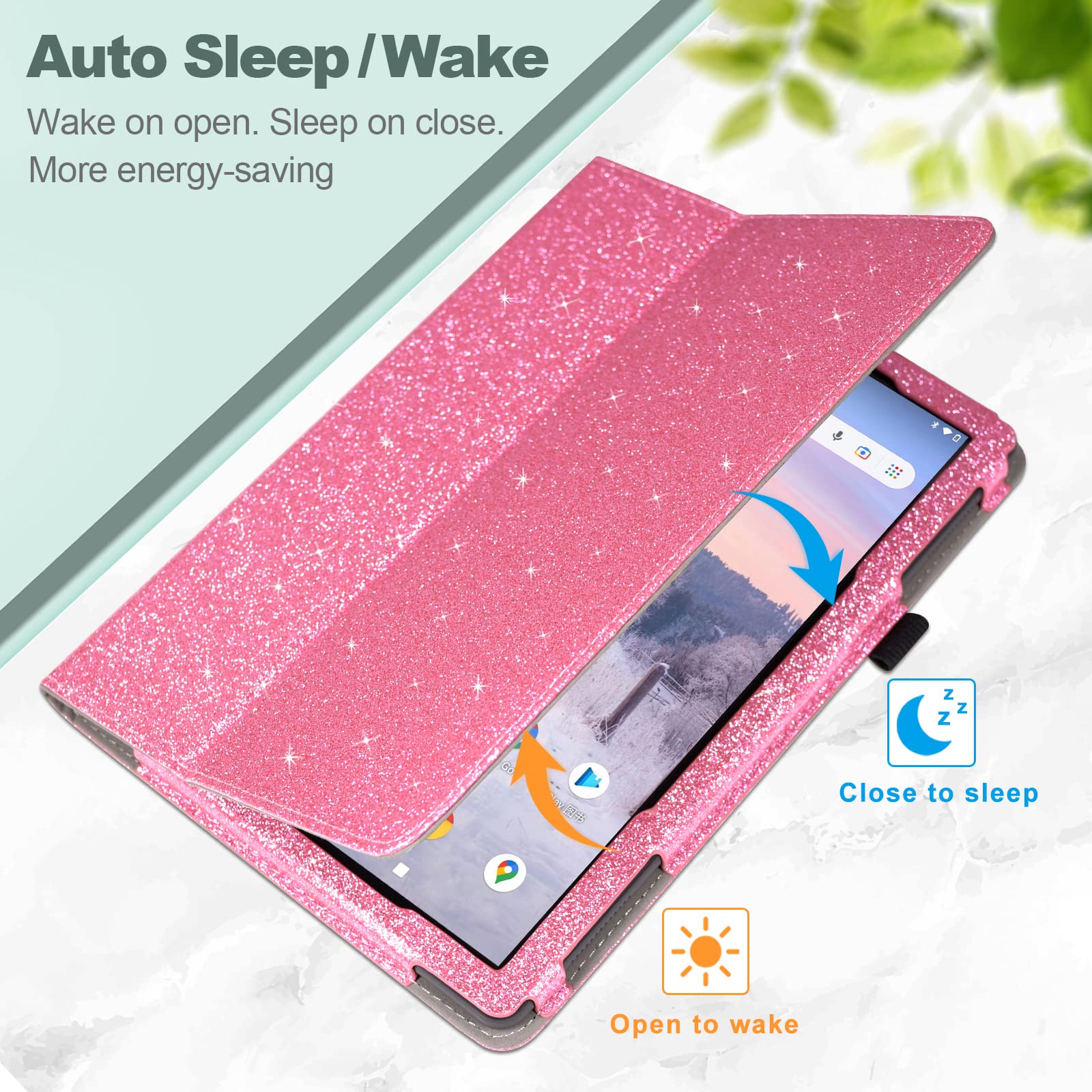 Jkhandy Case For Onn. 10.1'' Tablet Gen 3 (2022 Model:100071485)   Folio Pu Leather Stand Cover With Pencil Holder, Glitter Purp