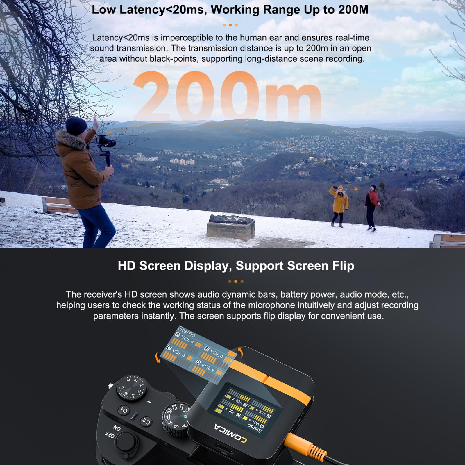 Comica Vimo Q Four-Channel Mini Wireless Lavalier Microphone System With 4 Transmitters And 1 Receiver With Charging Case For Ph