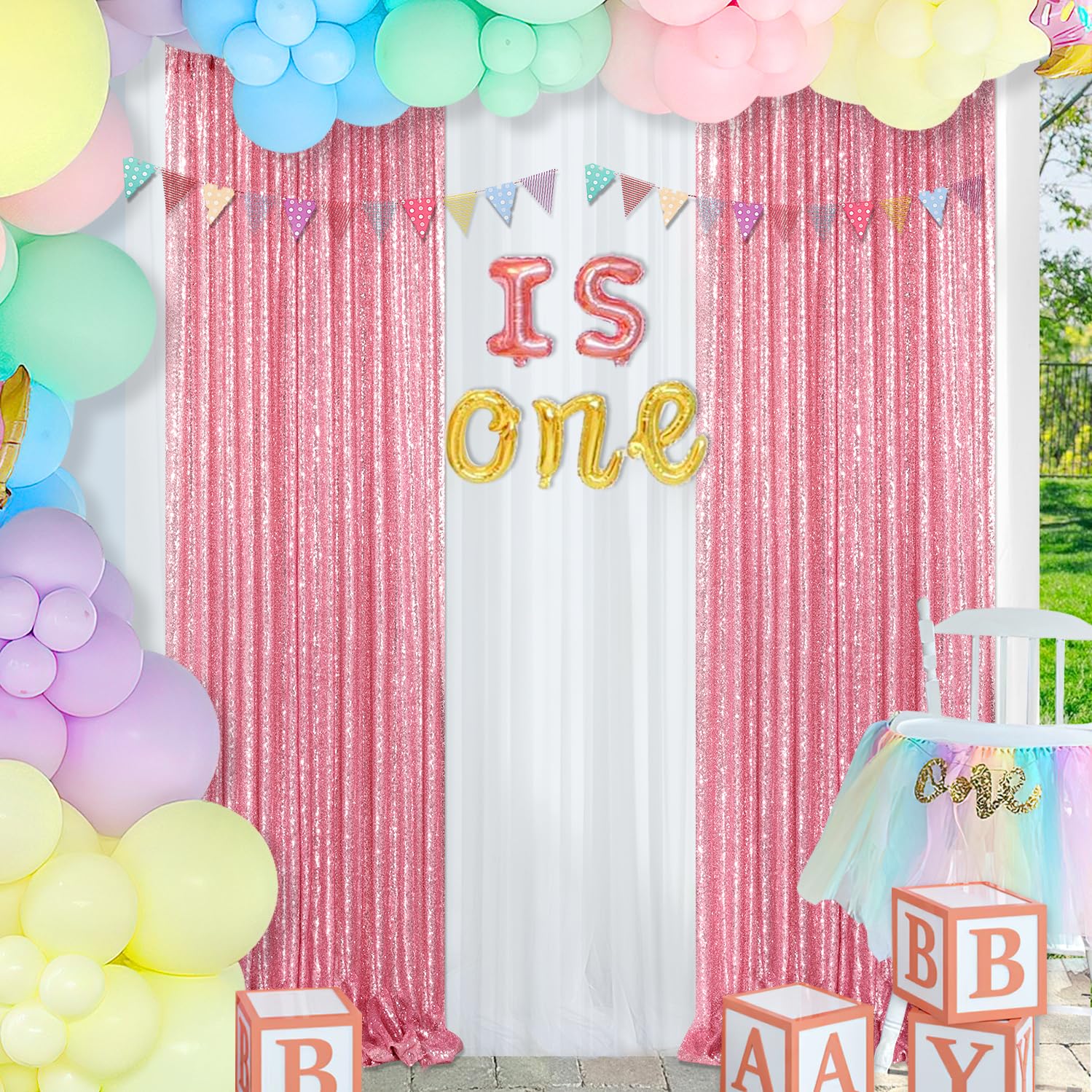 Backdrop Curtain Drapes 4 Pieces 2Ftx8Ft Blush Pink Wedding Backdrop For Bridal Shower Brithday Party Decor