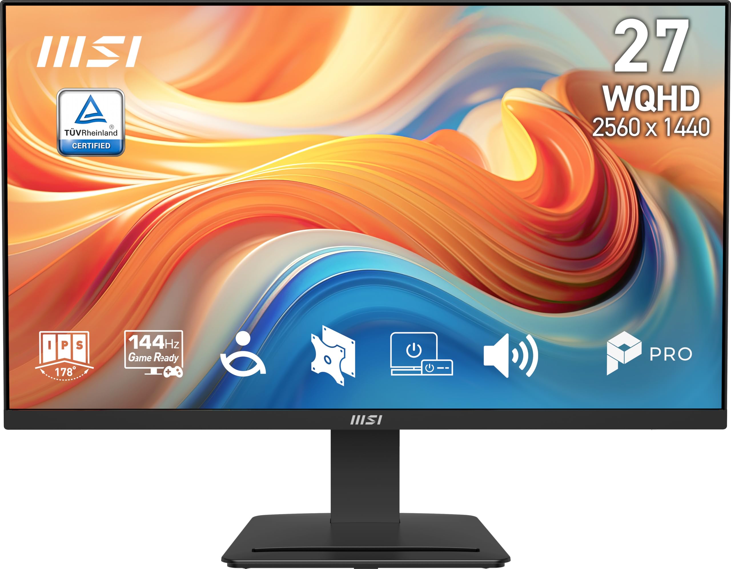 msi PRO MP273Q E14 27-inch IPS 2560 x 1440 (QHD) Computer Monitor, 144Hz,Adaptive-Synch, HDMI, DP Port, VESA Mountable, Tilt, Sp