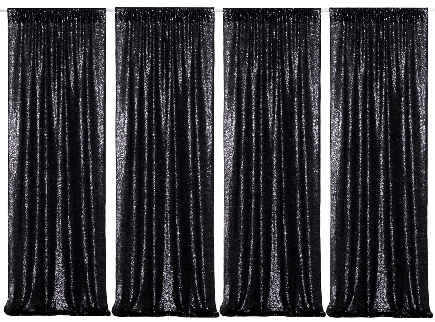 Poise3Ehome Black Sequin Backdrop Curtains, 4 Panels Black Sequin Backdrop, 2Ftx8Ft Sequin Curtains For Party Wedding Sequence B