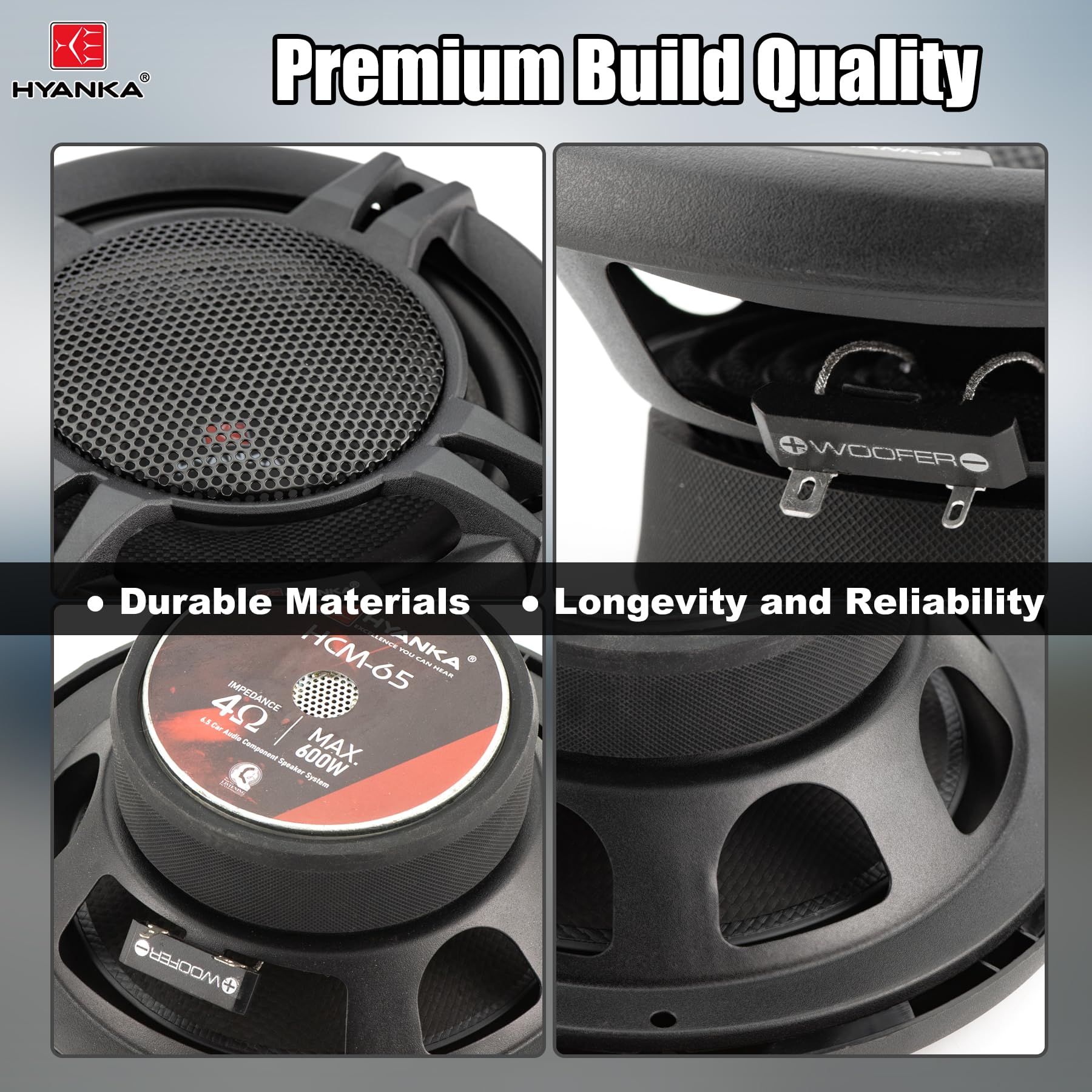H Yanka Hcm 65 6.5 Component Car Speakers, 600 Watt Car Audio Stereo Door Speakers Perfect For Upgrading Any Car Stereo System I