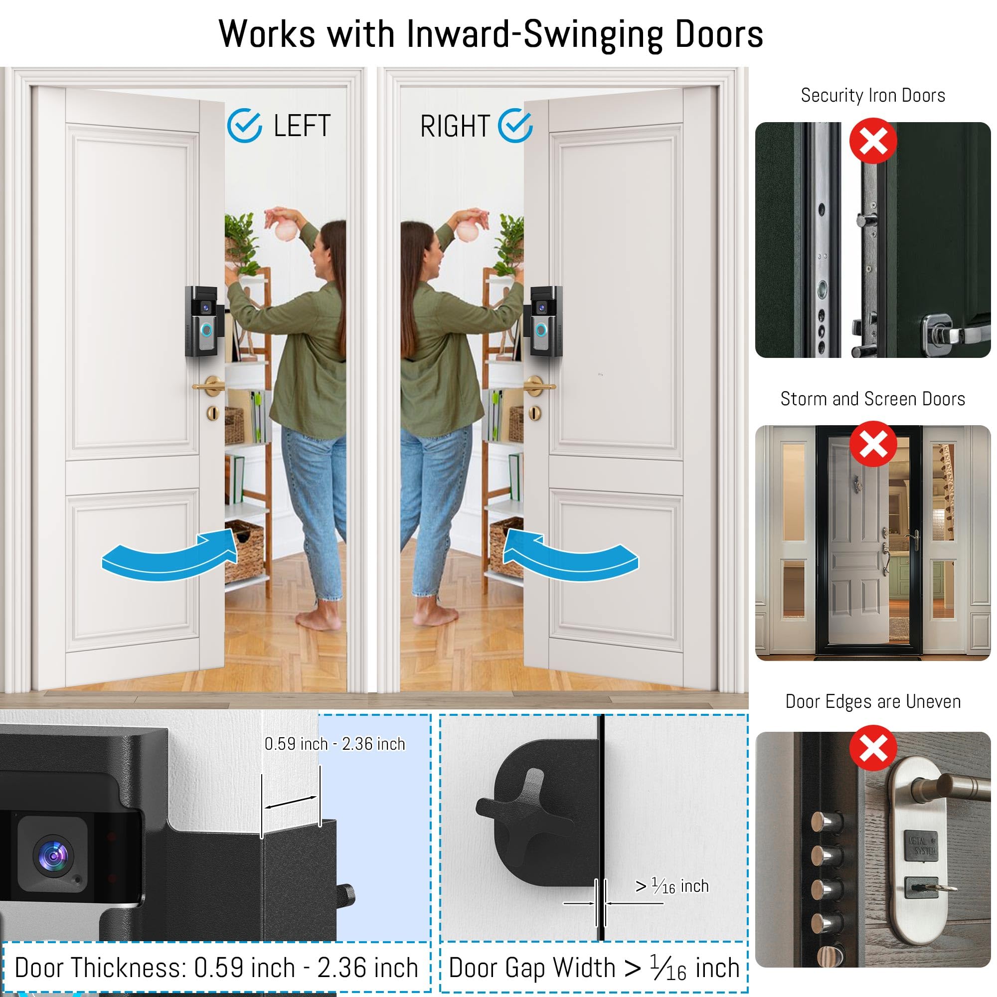 Anti Theft Ring Doorbell Mount   Renter Friendly Ring Doorbell Holder For Apartment Door   All Metal Ring Door Bracket Blink Doo