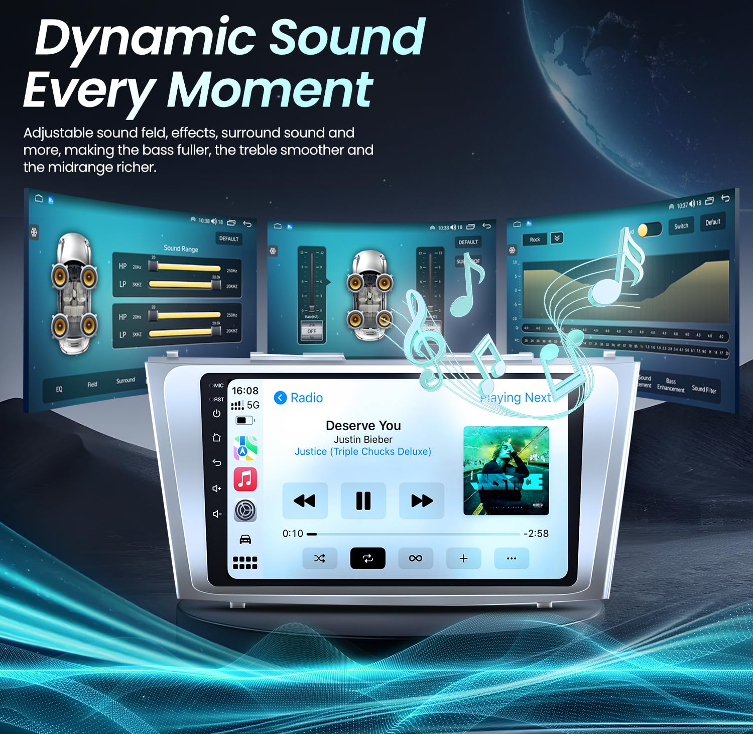 1280X800P 5G Wifi (2G+32G) Android 12 Car Stereo For Toyota Camry 2006 2011, 9 Inches Ips Hd Touch Screen Car Radio Wireless Car