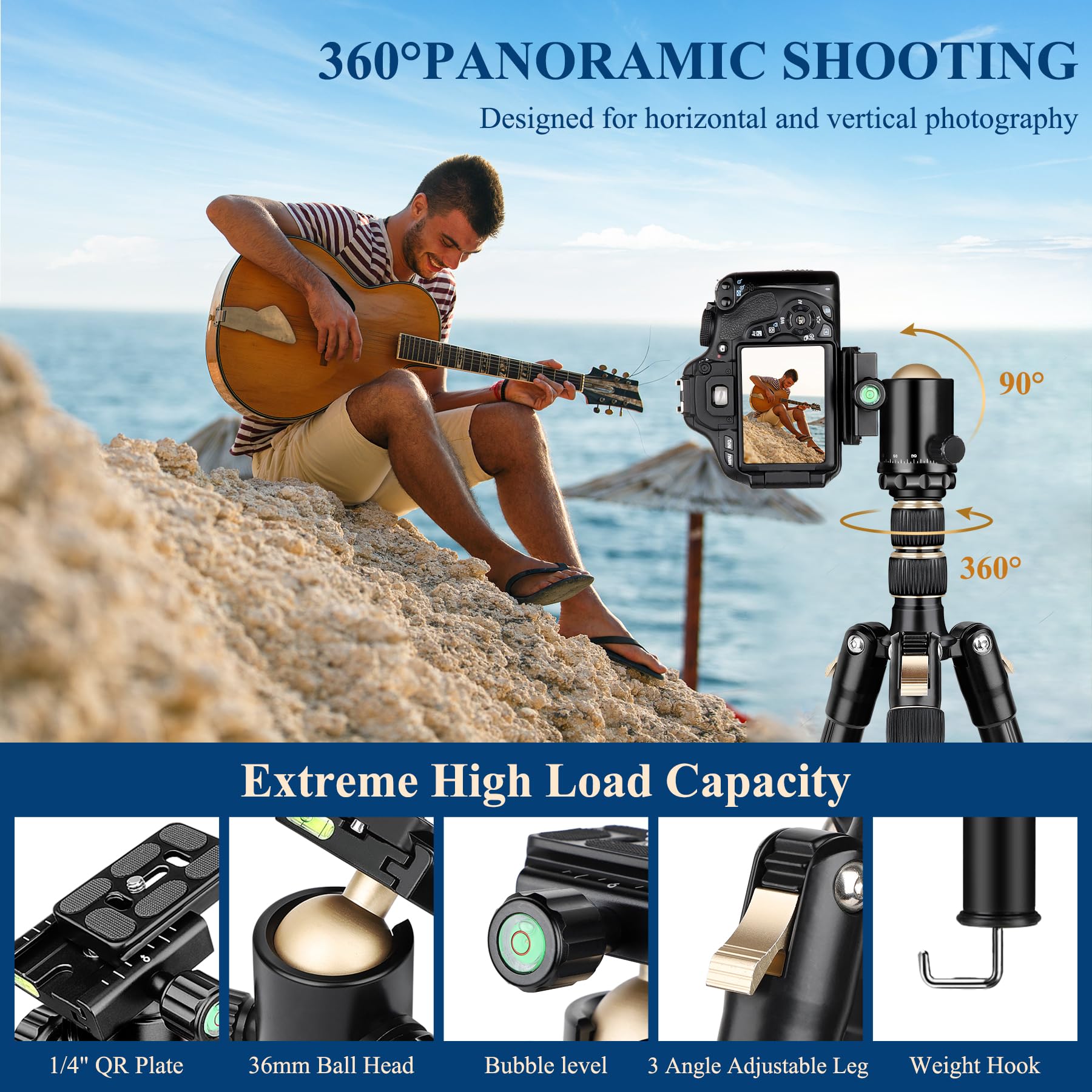 77' Aluminum Camera Tripods & Monopods, Victiv Compact Travel Tripod For Camera Dslr, Spotting Scope,Telescope, Binoculars, Porfessional Heavy Duty Camera Tripod Stand For Photography Video Recording