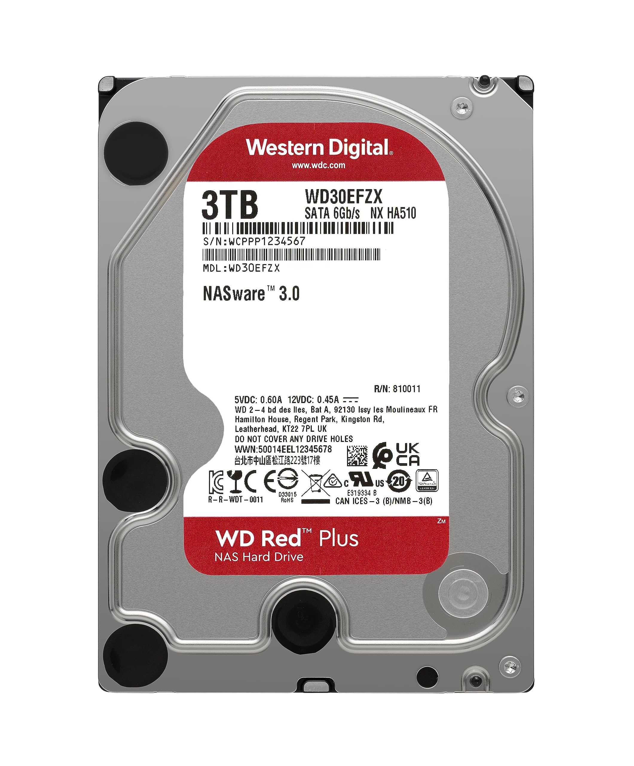 Western Digital 3Tb Wd Red Plus Nas Internal Hard Drive Hdd - 5400 Rpm, Sata 6 Gb/S, Cmr, 128 Mb Cache, 3.5 -Wd30Efzx