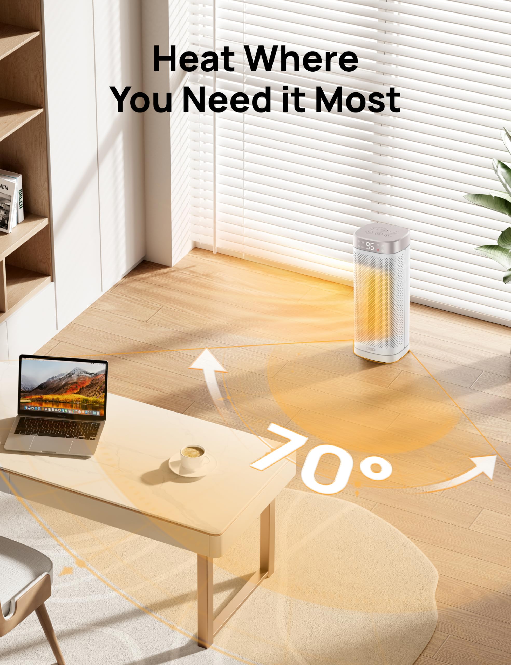 Dreo Space Heaters For Indoor Use, 1500W Fast Heating Portable Heaters With Remote, Large Ptc Ceramic Electric For Bedroom, 12H