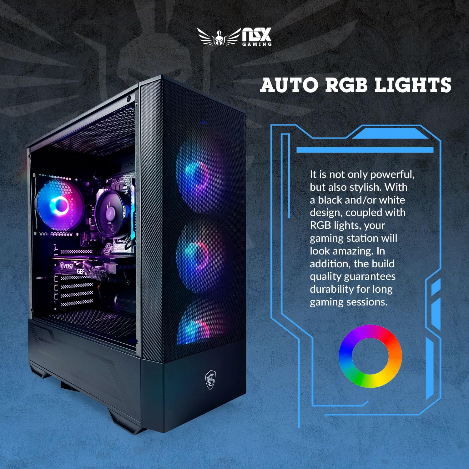 Nsx Gaming Raptor Desktop (Amd Ryzen 7 5700G 4.6Ghz Nvidia, 16Gb 2 * 8 Gb Ddr4 3600, 512Gb M2 Nvme Ssd, Rgb Fans, W11, Wifi Read