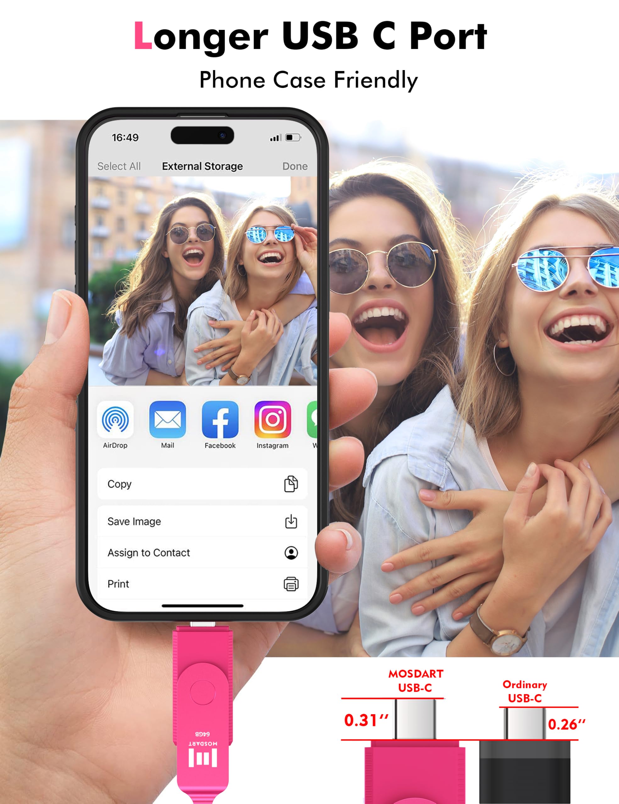 Mosdart 64Gb Usb C Dual Flash Drive Speed Up To 150Mb/S With Keychain   2 In 1 Otg Usb 3.1 Type C Thumb Drive Memory Stick For U