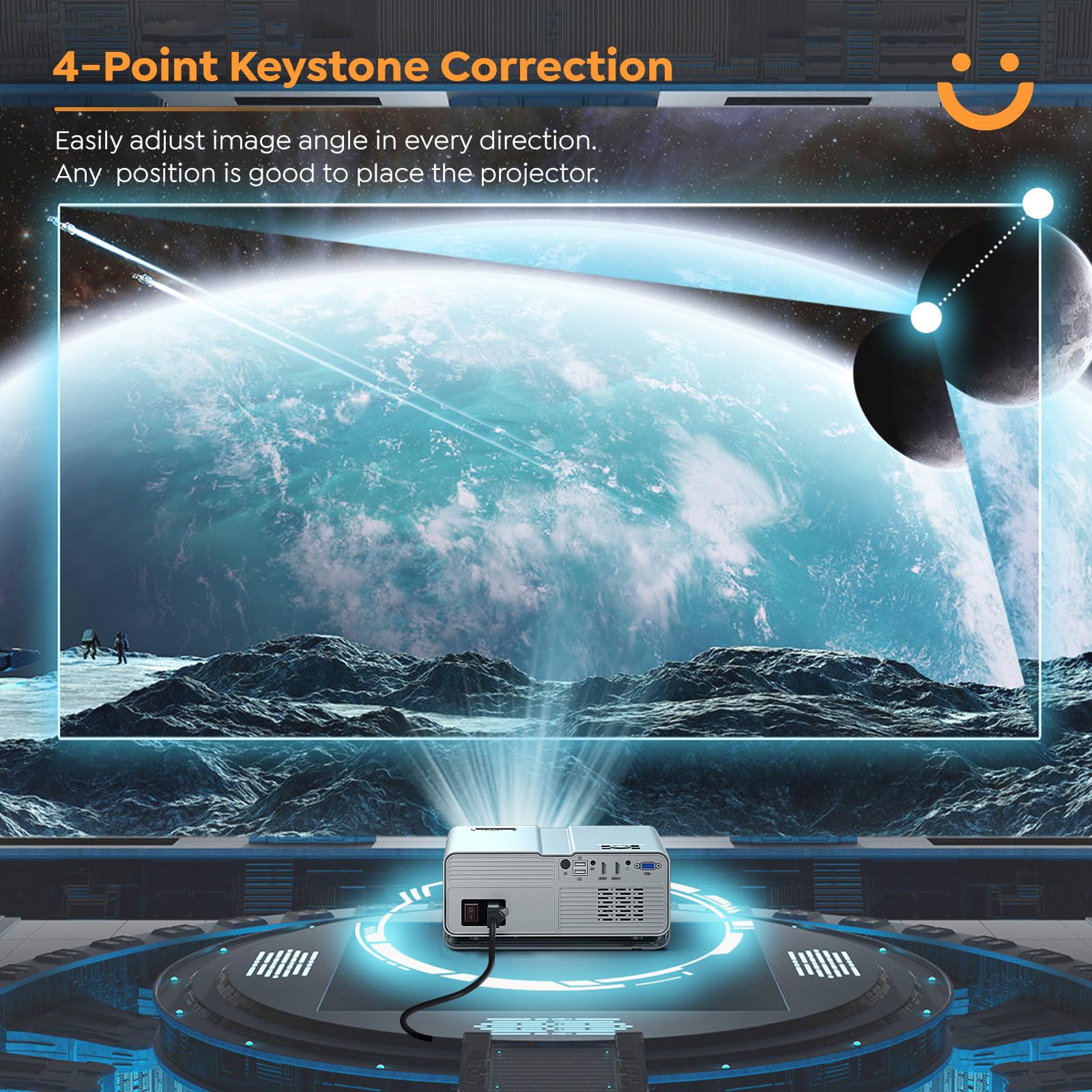 Yaber U10 Se Projector With Wifi And Bluetooth, Native 1080P, 4K Supported, Projector For Outdoor Movies, 300 Inch, Zoomable, 10