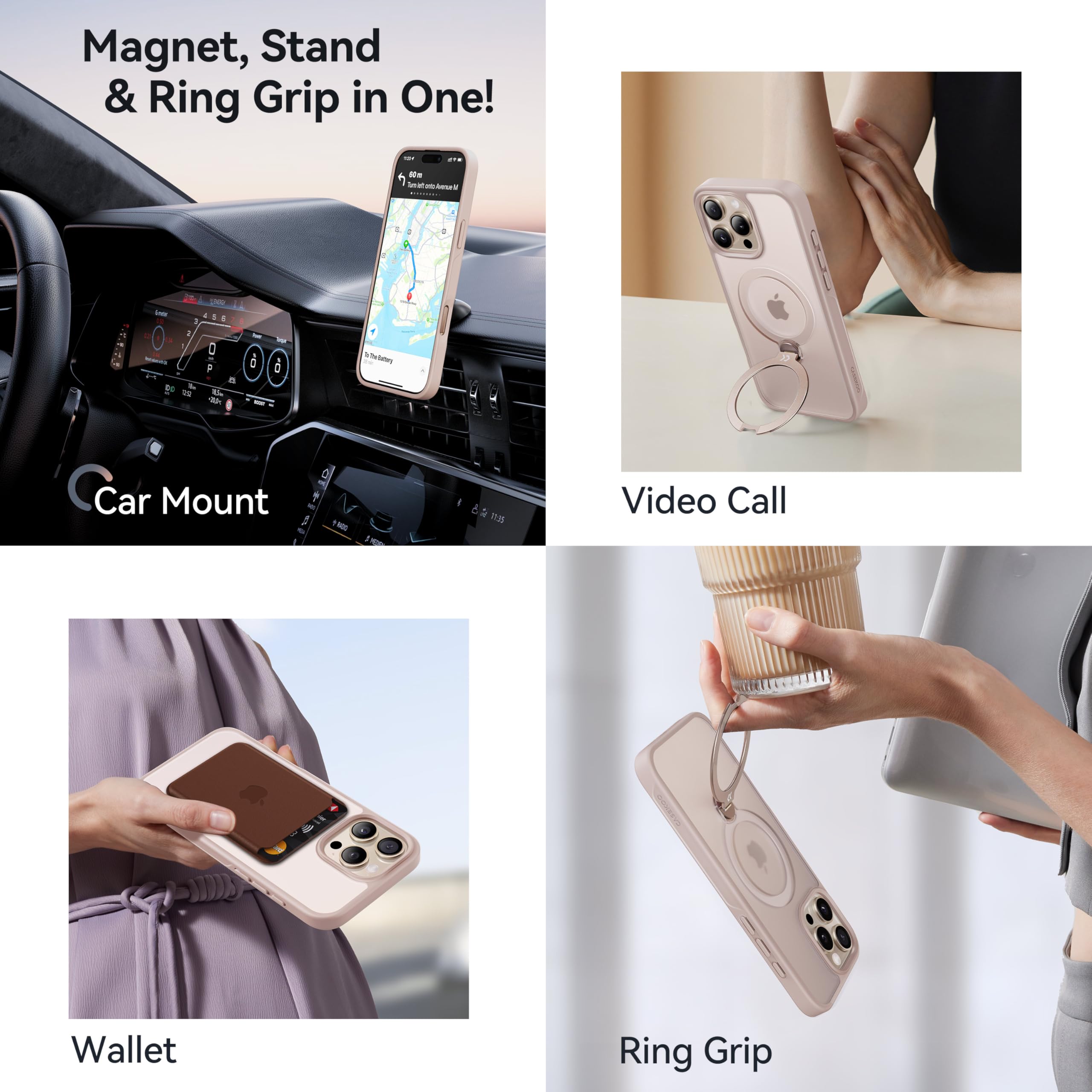 Casekoo Desert Titanium For Iphone 16 Pro Max Case With 360 Upgraded Rotatable Magnetic Stand [16Ft Military Protection] [Compat