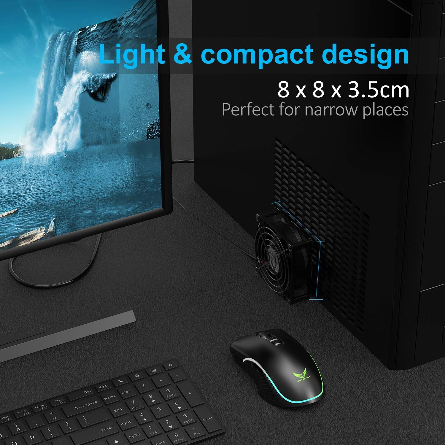 Eluteng Usb Fan 80Mm, Usb Computer Fan 5V Quite Usb Ventilation Fan Compatible With 3 Speed Control For Receiver Dvr Playstation