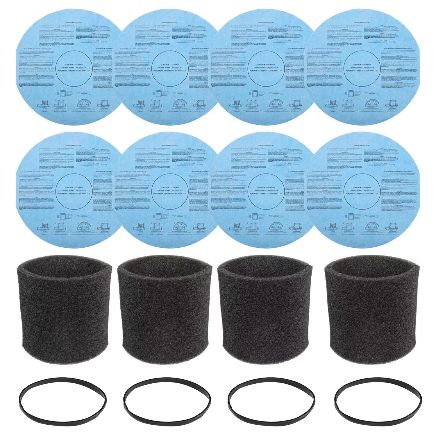 Eplzon 8Pcs Reusable Wet Dry 90107 Paper Disc Filter 4Pcs 90585 Foam Sleeve Filters For Most 5 Gallon And Larger Branded Wet/Dry
