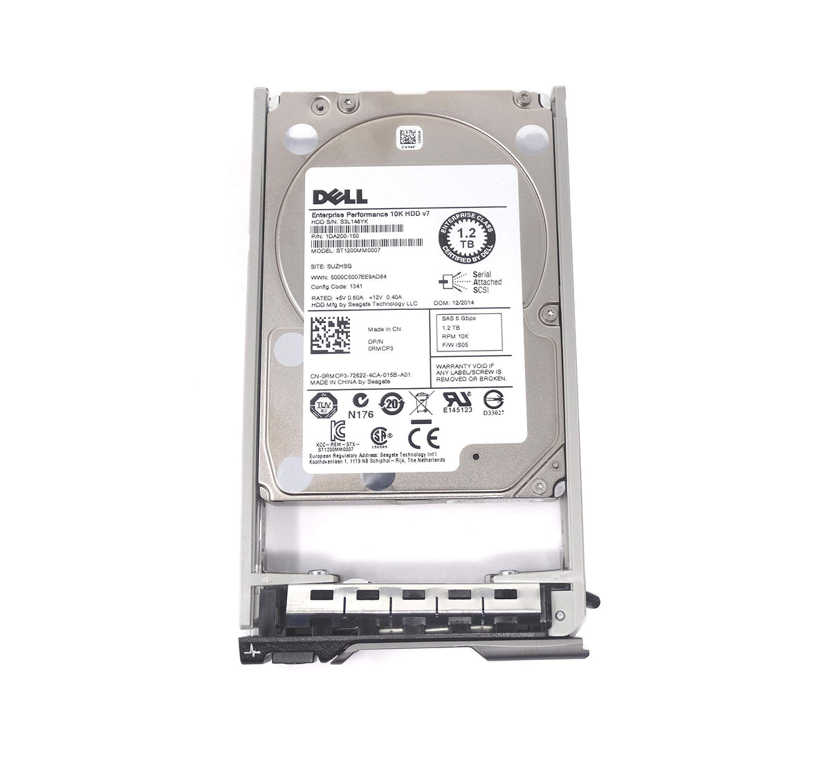 WXPCX ALT Dell Enterprise 1.2TB 10K 6Gbps SAS 2.5'' Hard Drive w/Tray ST1200MM0007