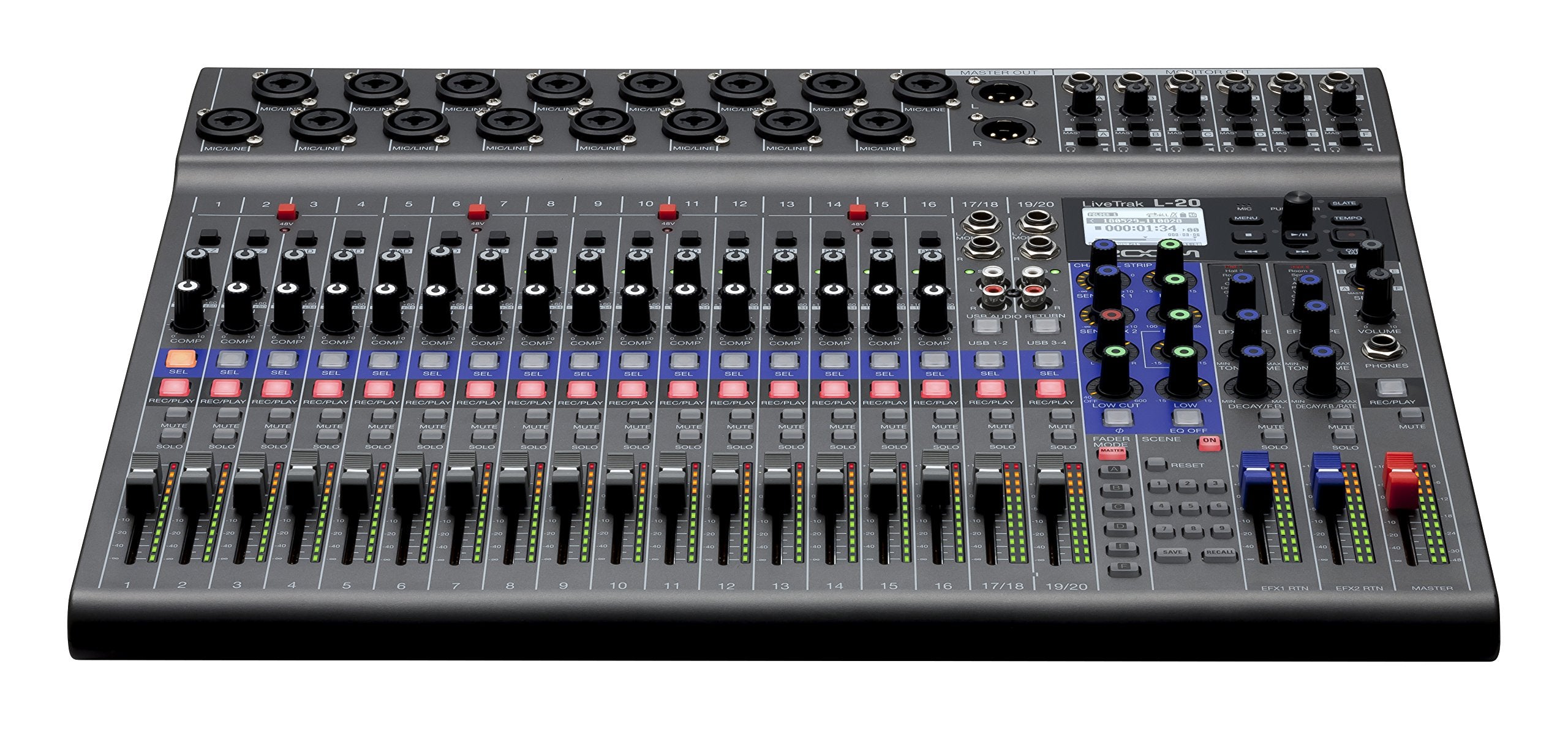 Zoom Livetrak L 20 Digital Mixer & Multitrack Recorder, 20 Input/ 22 Channel Sd Card Recorder, 22 In/4 Out Usb Audio Interface,