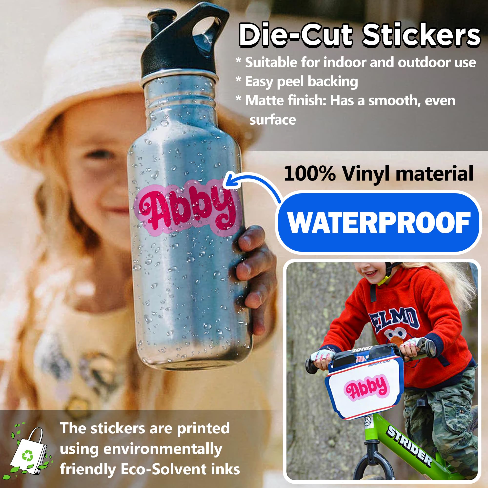 Personalized Name Sticker Custom Name Kid Sticker Name Kids Color Customizable Text Stickers Cute Decal Sticker Funny For Hard H
