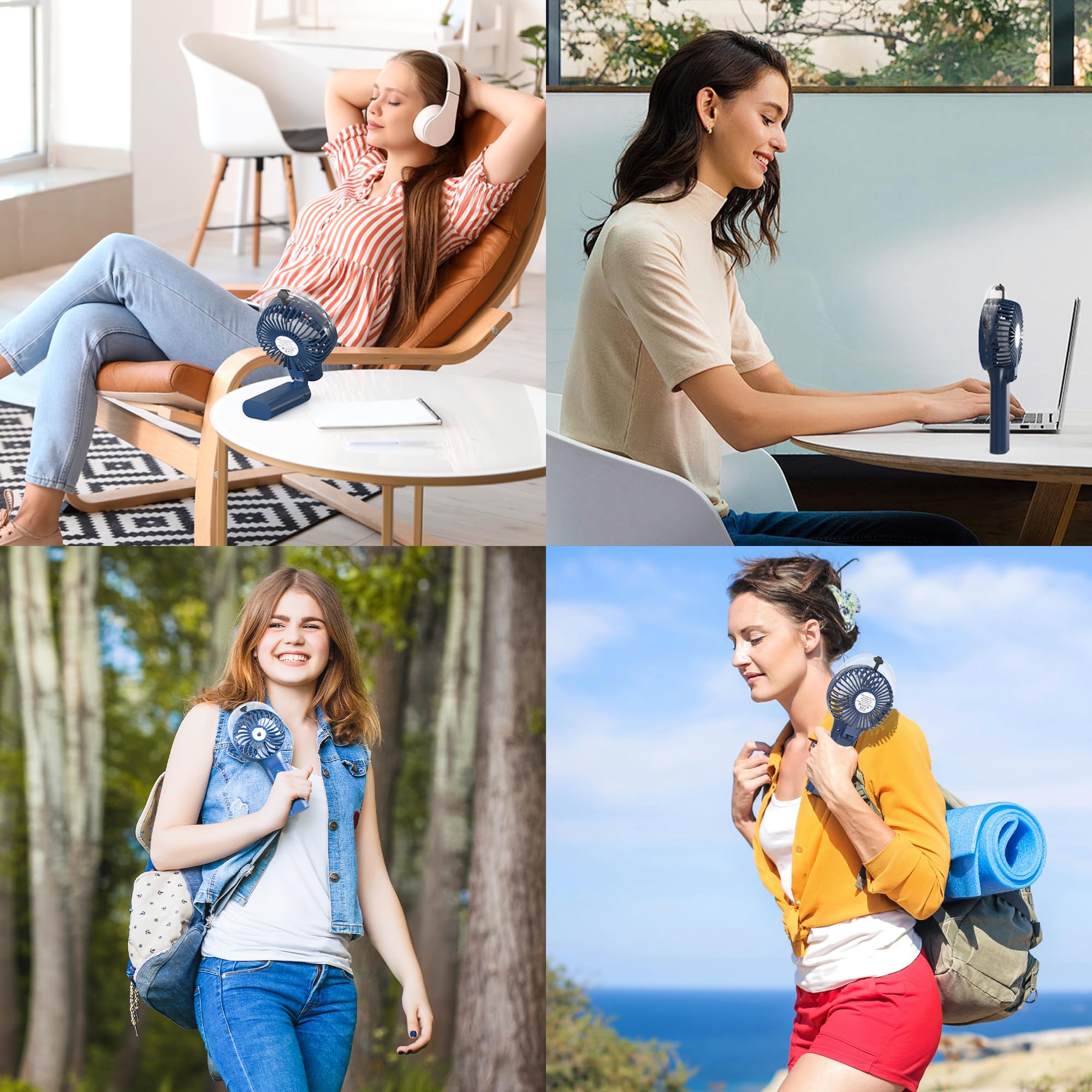 Comlife Portable Handheld Misting Fan, 3000Mah Rechargeable   Up To 10H Cooling & 1H Misting, Battery Operated Spray For Travel,