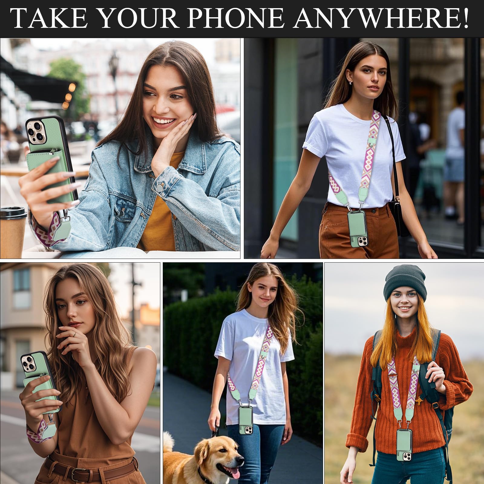 Xangnier Wallet Case For Iphone 16 Pro, Rfid Blocking Pu Leather Crossbody Phone Purse With Card Holder, Zipper Pocket, Wrist St