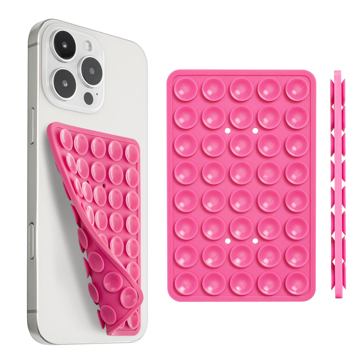 Sucky Upgraded Double Sided Suction Phone Octo Cup Buddy Mount - Anti-Slip Holder - Sticky Grip For Selfies, Videos (Pink)