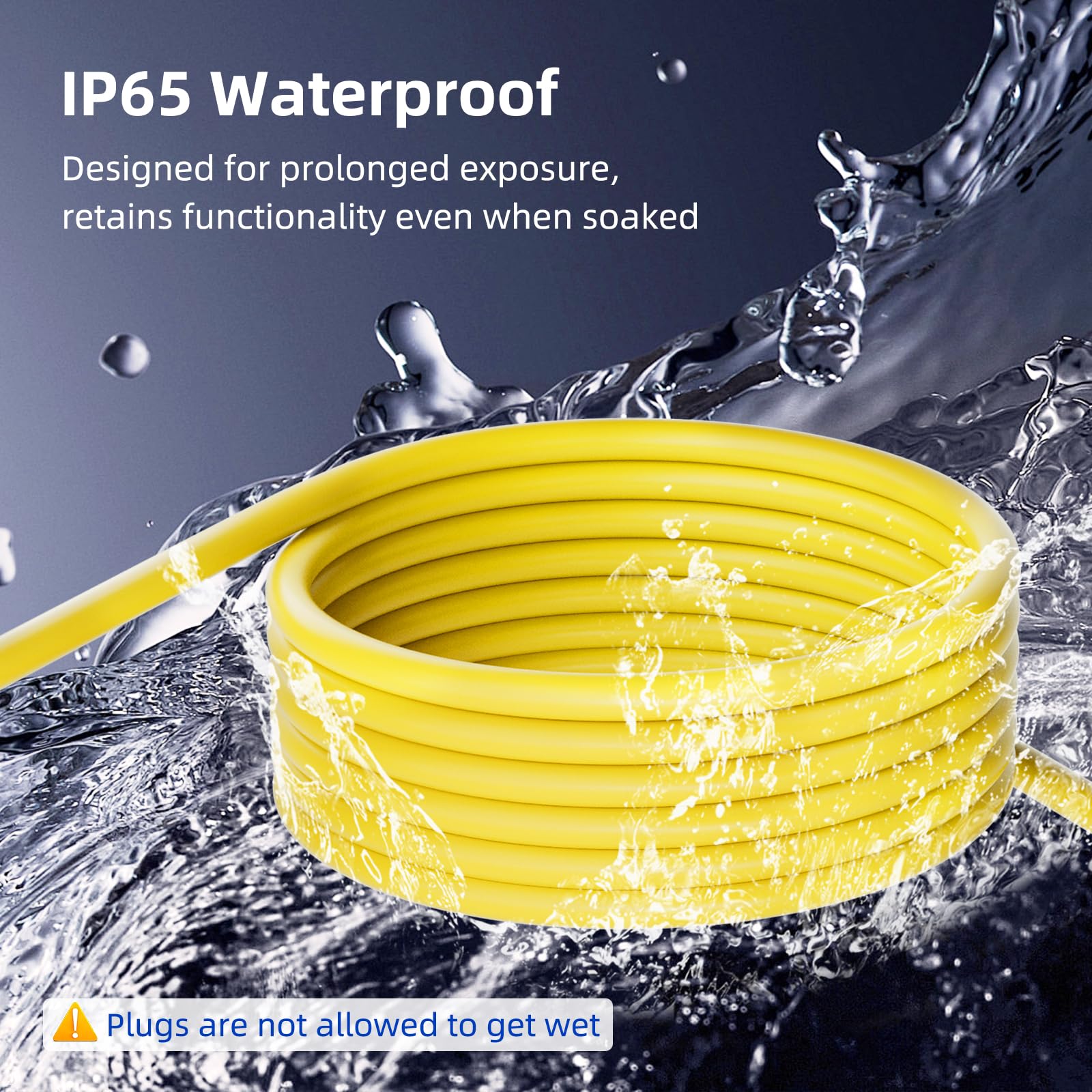 Islewire 50 Ft Outdoor Extension Cord With Multiple Outlets, 12 Gauge Heavy Duty Yellow Extension Cord Waterproof With 3 Outlet,