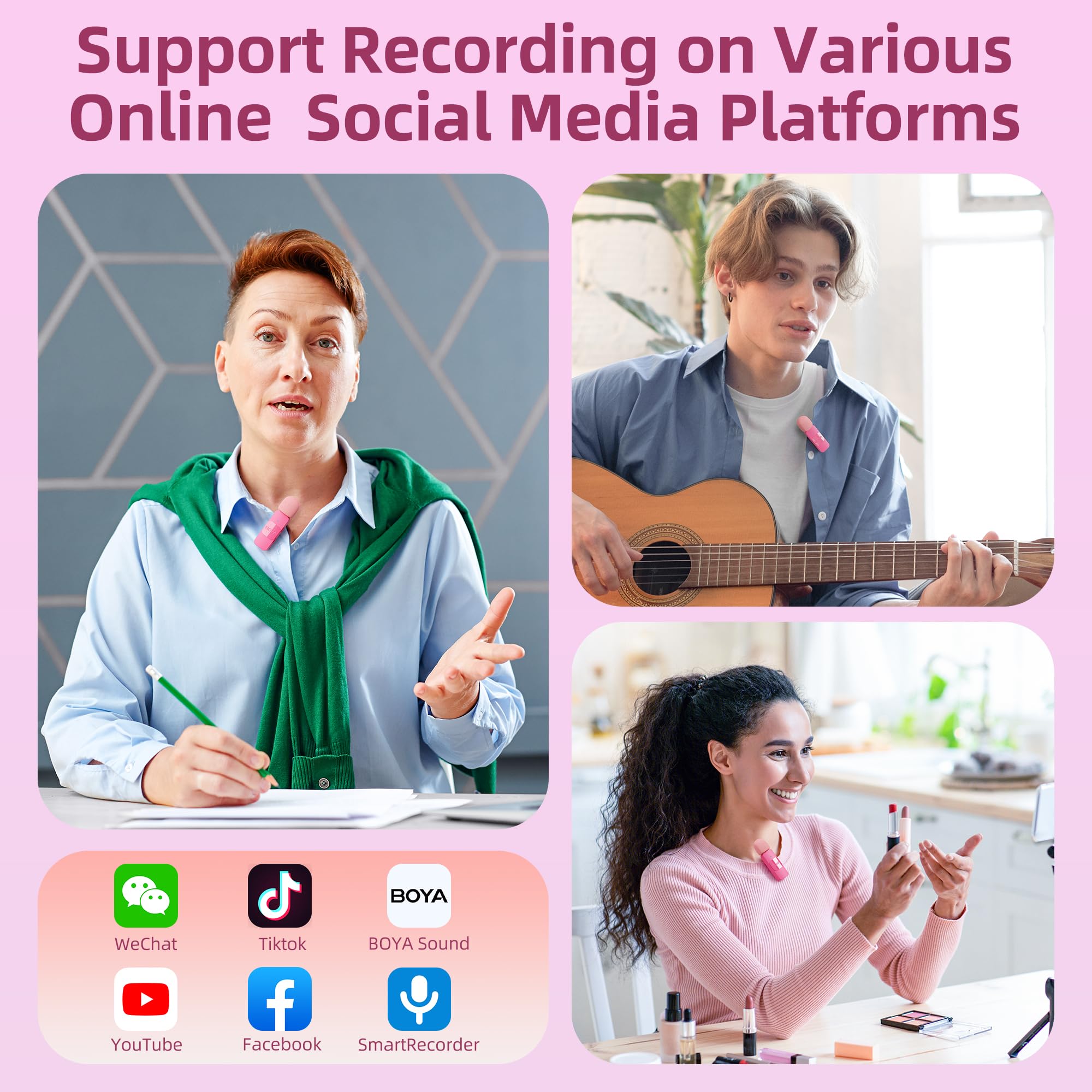 Boya Wireless Lavalier Microphone For Android Usb C Smartphone Tablet External Mini Lapel Type C Microphone For Cell Phone Clip