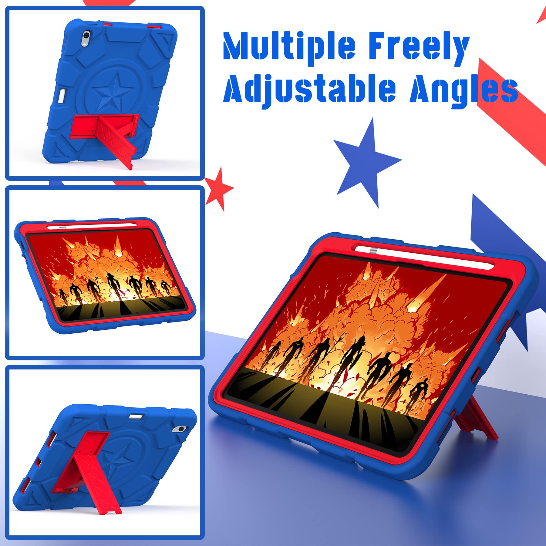 Rantice Ipad 10Th Generation Case For Kids, Ipad 10 Case With Pencil Holder, 10Th Gen Ipad Case With Kickstand, Hybrid Shockproo