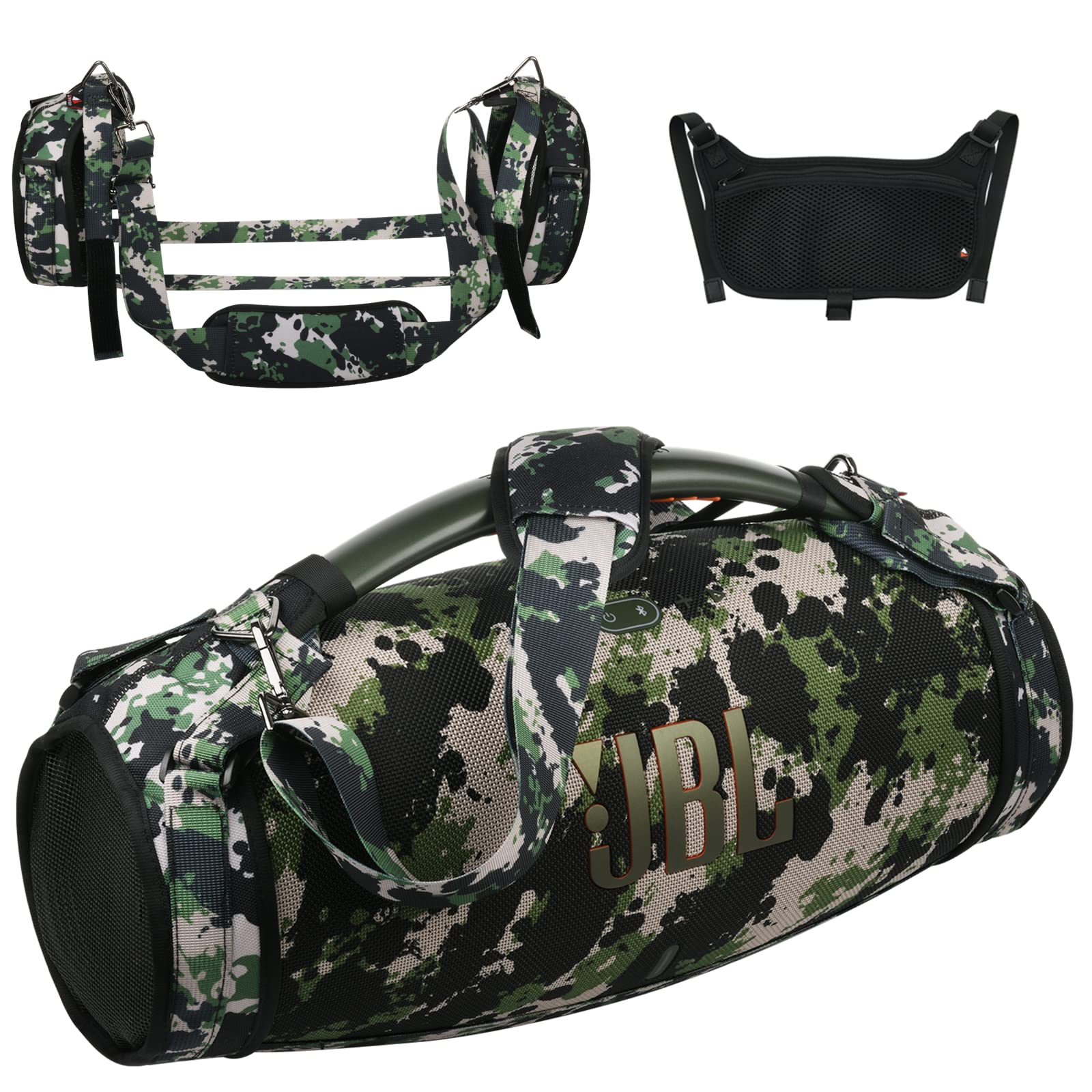 TXEsign Travel Carrying Strap for JBL Boombox 3/Boombox 3 Wi-Fi Waterproof Portable Speaker, Shoulder Strap with Two Side Covers Travel Carrying Pouch for JBL Boombox 3 (Camo) -Like New